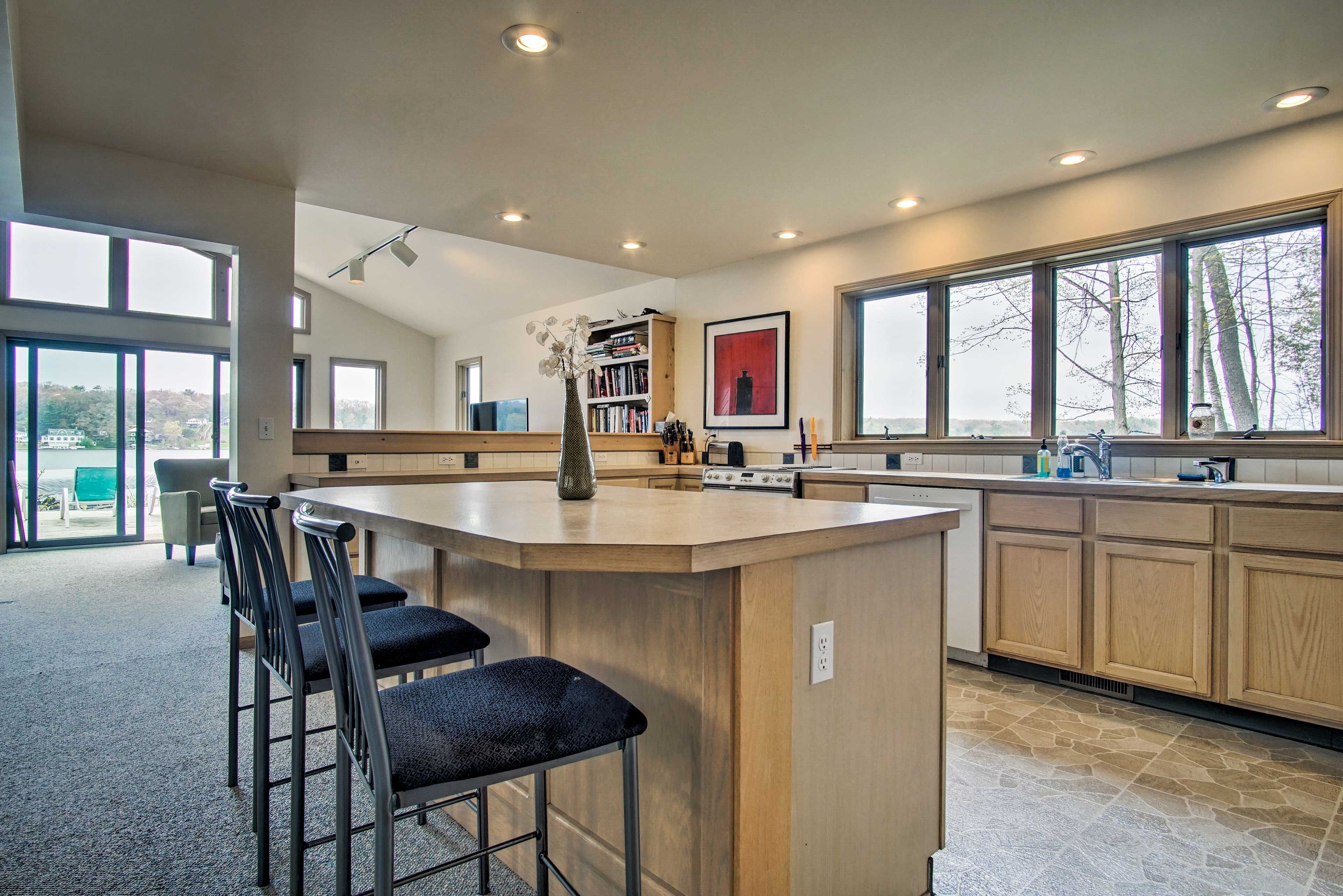 The kitchen is fully equipped to assist with any culinary endeavor.