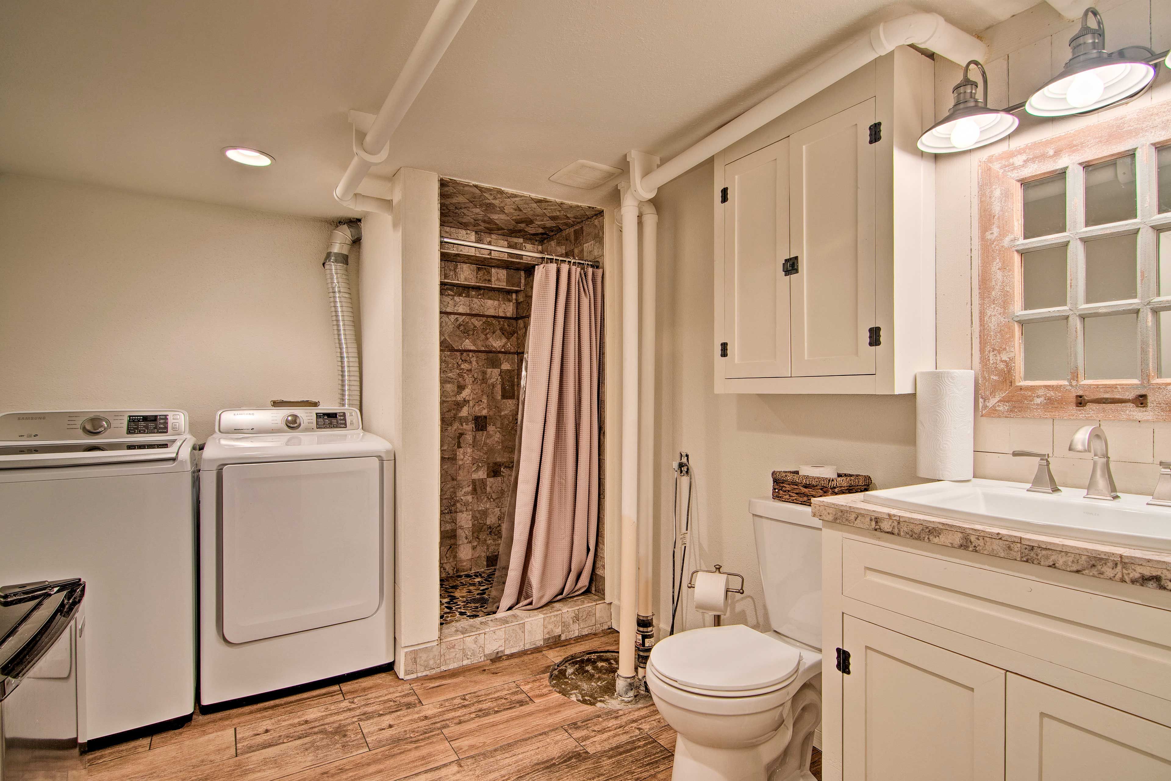 Keep your hiking clothes clean with the in-unit laundry machines.