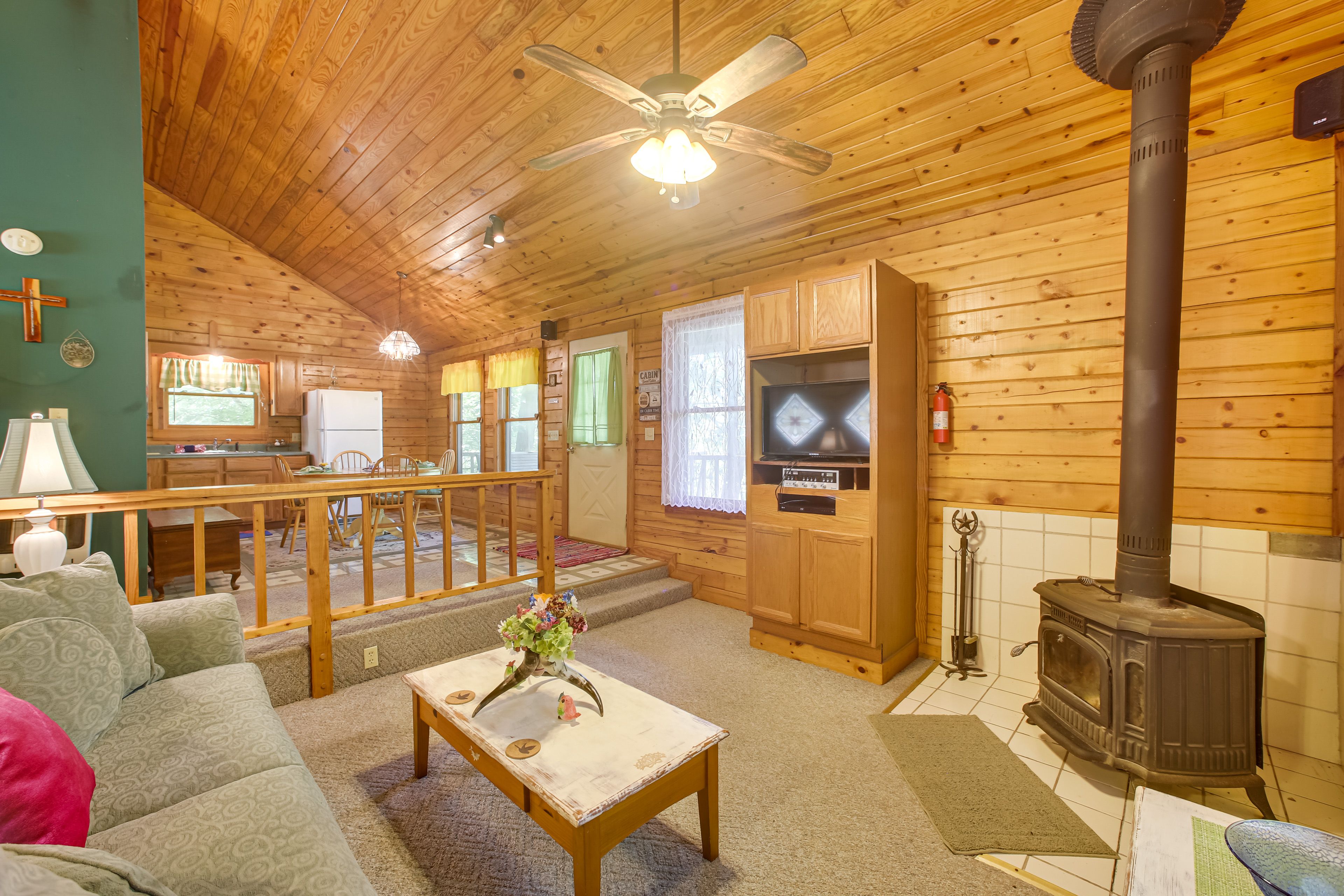 Living Room | TV w/ DVD Player | A/C Unit | Electric Fireplace