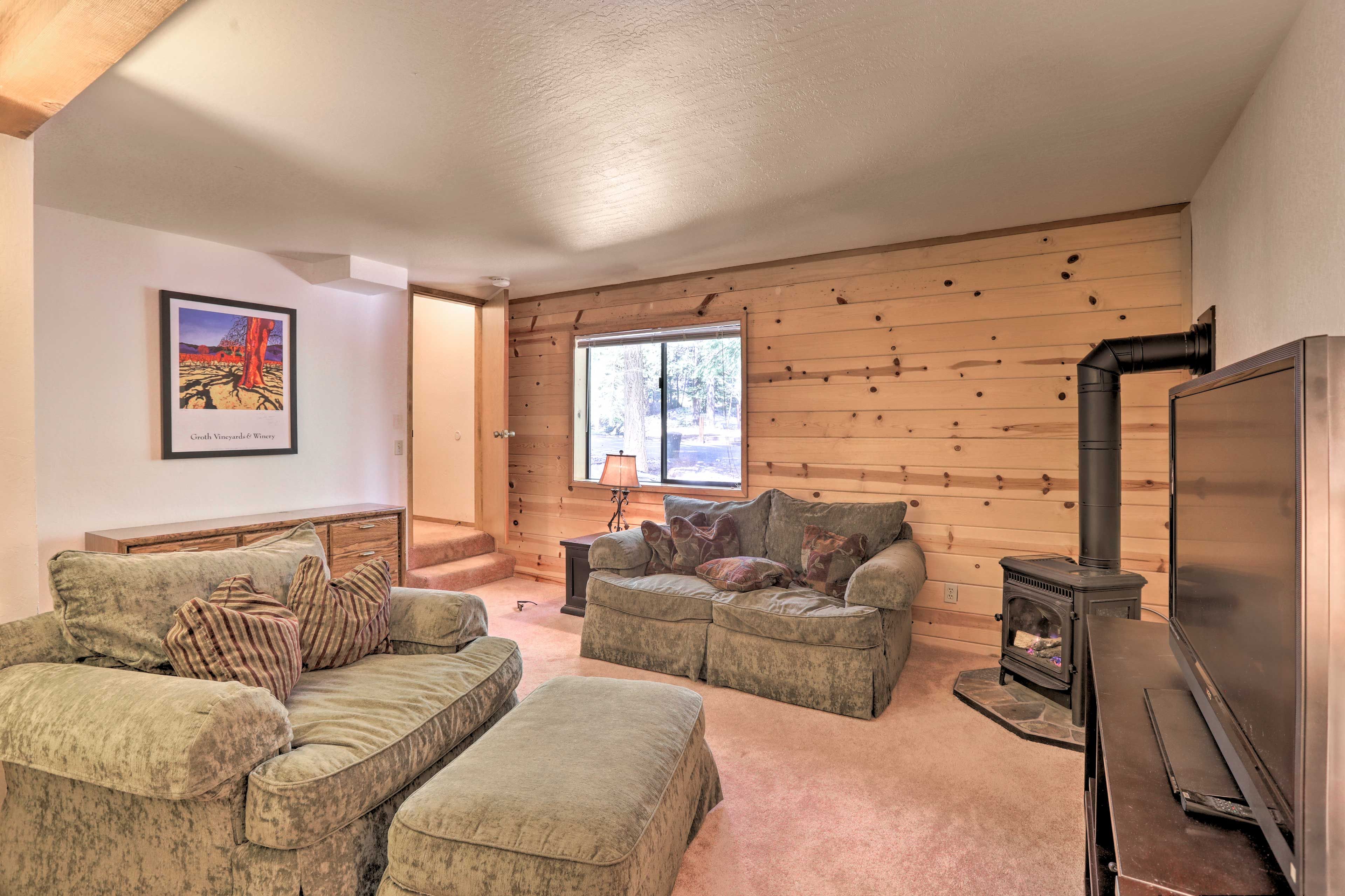 Cozy up by the fire.