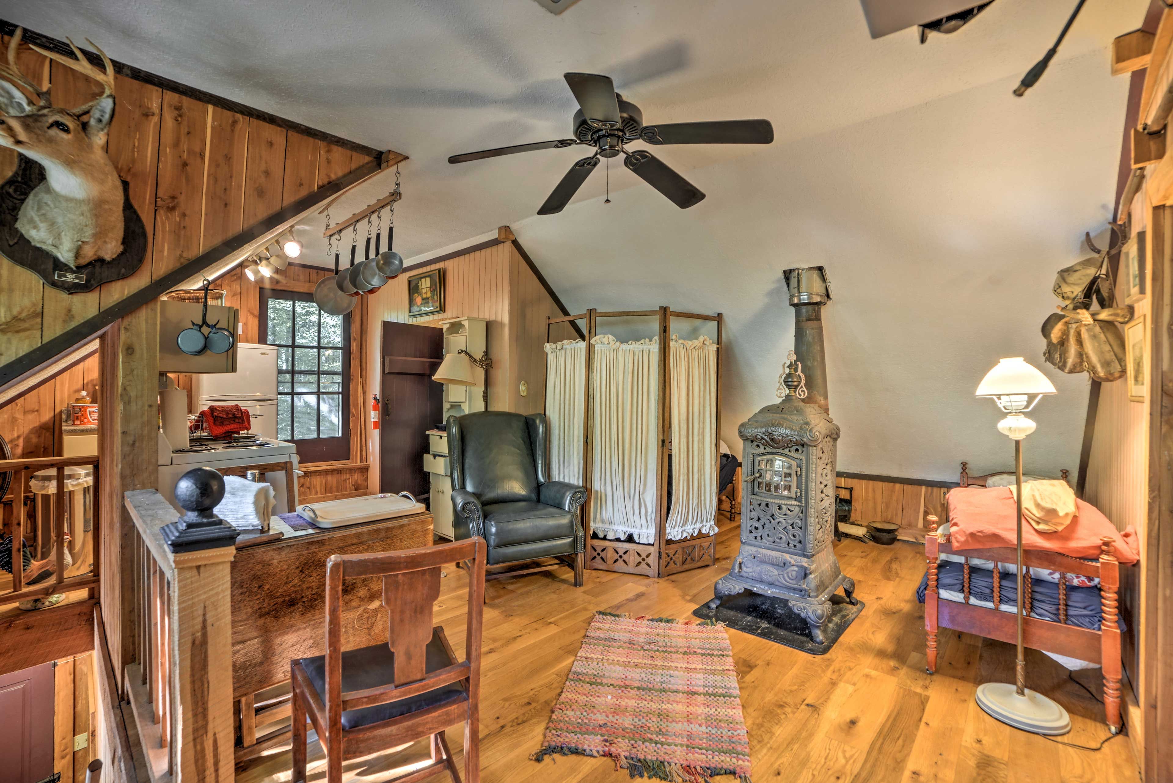Head up to the lofted space for the sleeping accommodations.