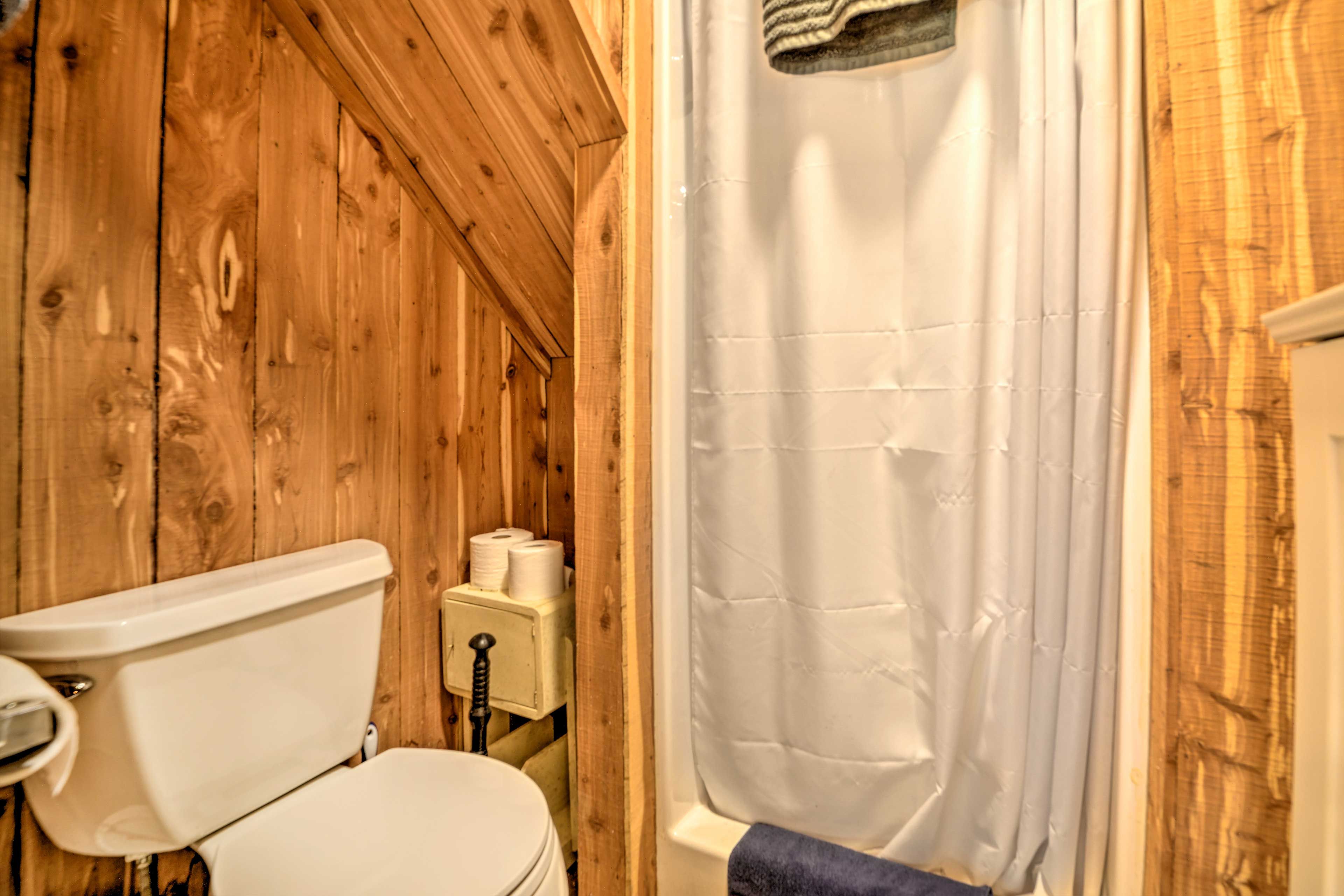 Rinse off in this walk-in shower.