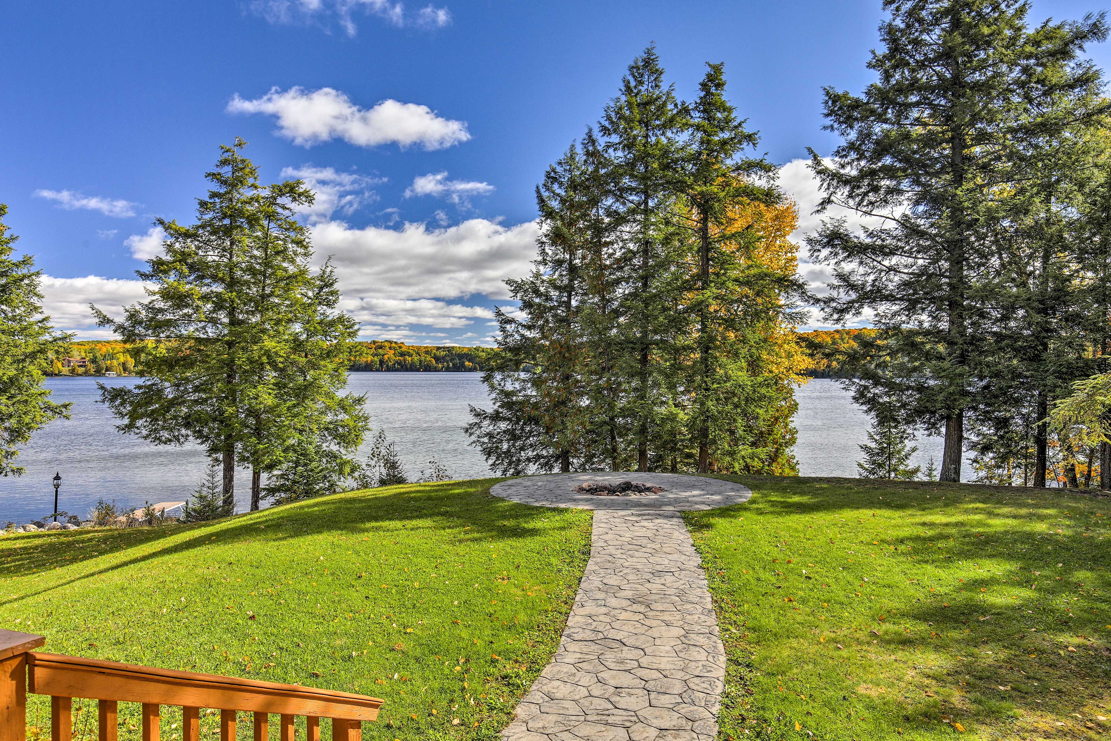 Private Outdoor Space | Cobblestone Fire Pit | 2 Stories