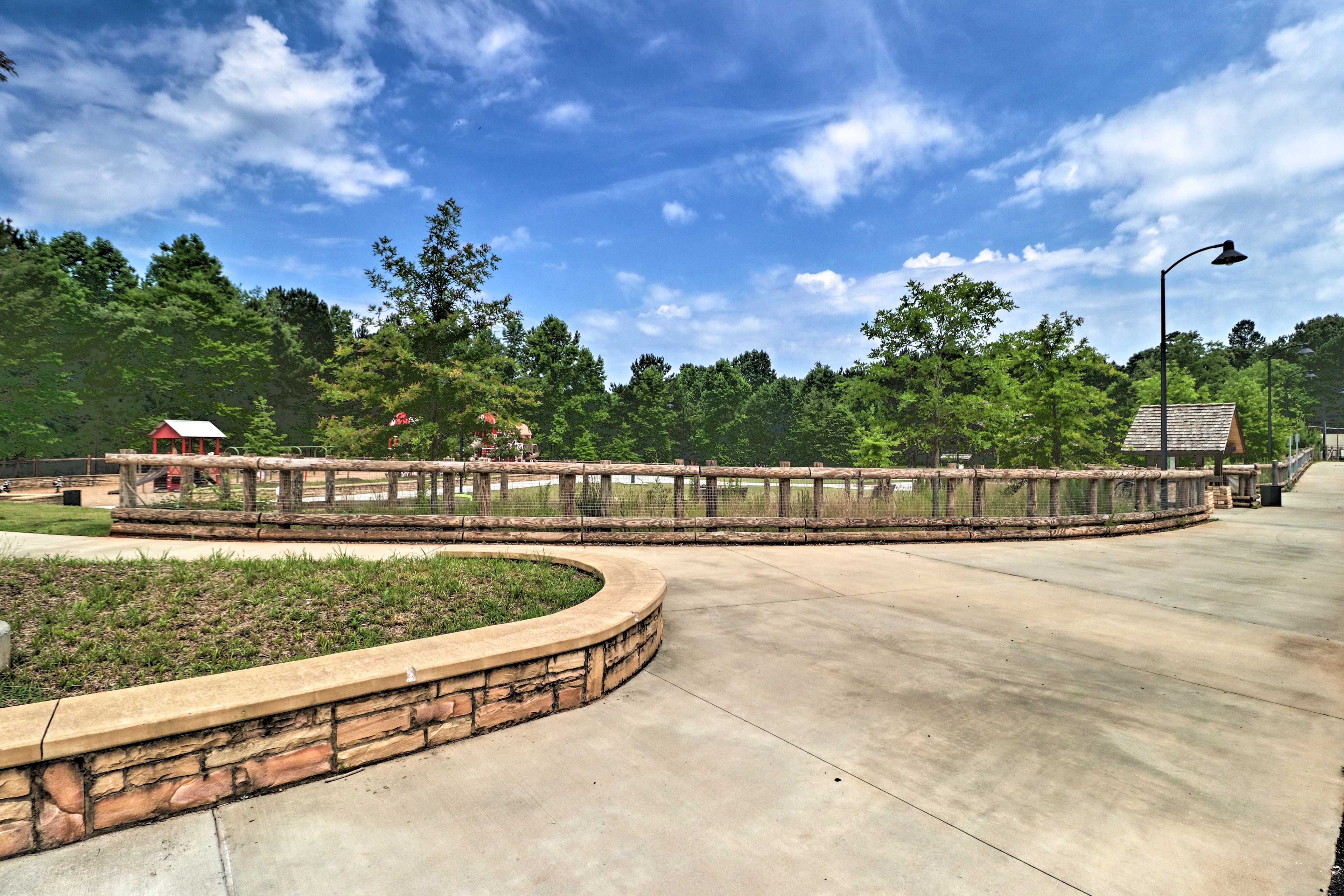 There are walking trails and a playground for the kids!