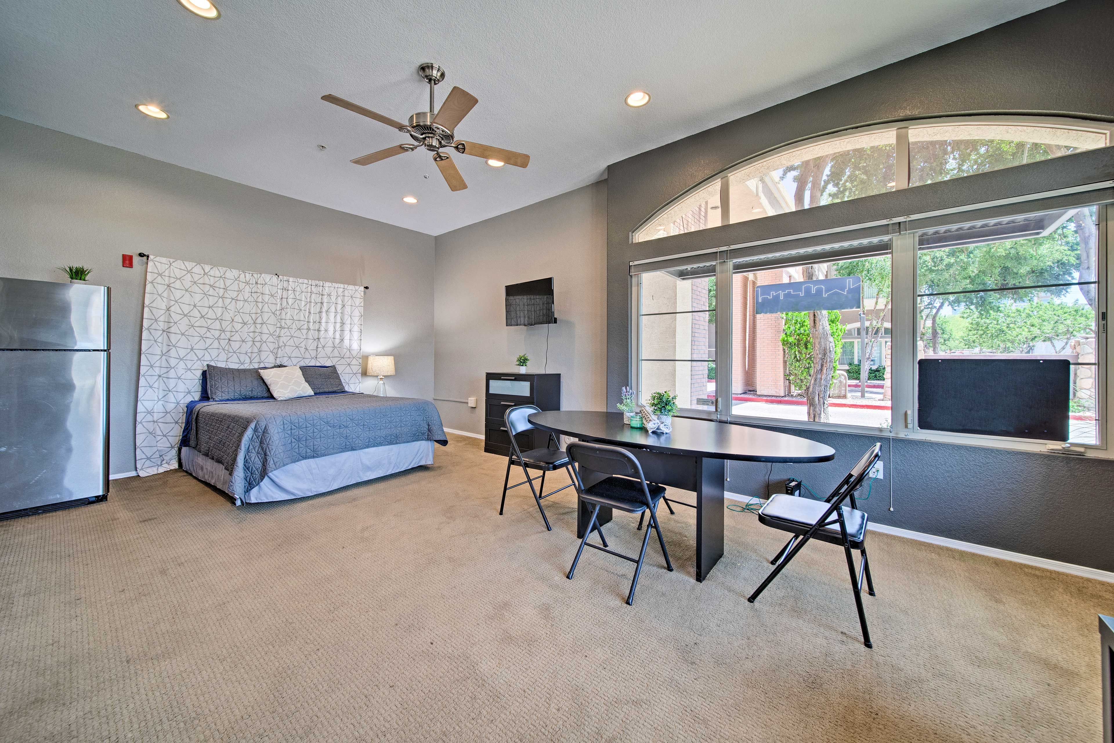 Cool off below the ceiling fan.