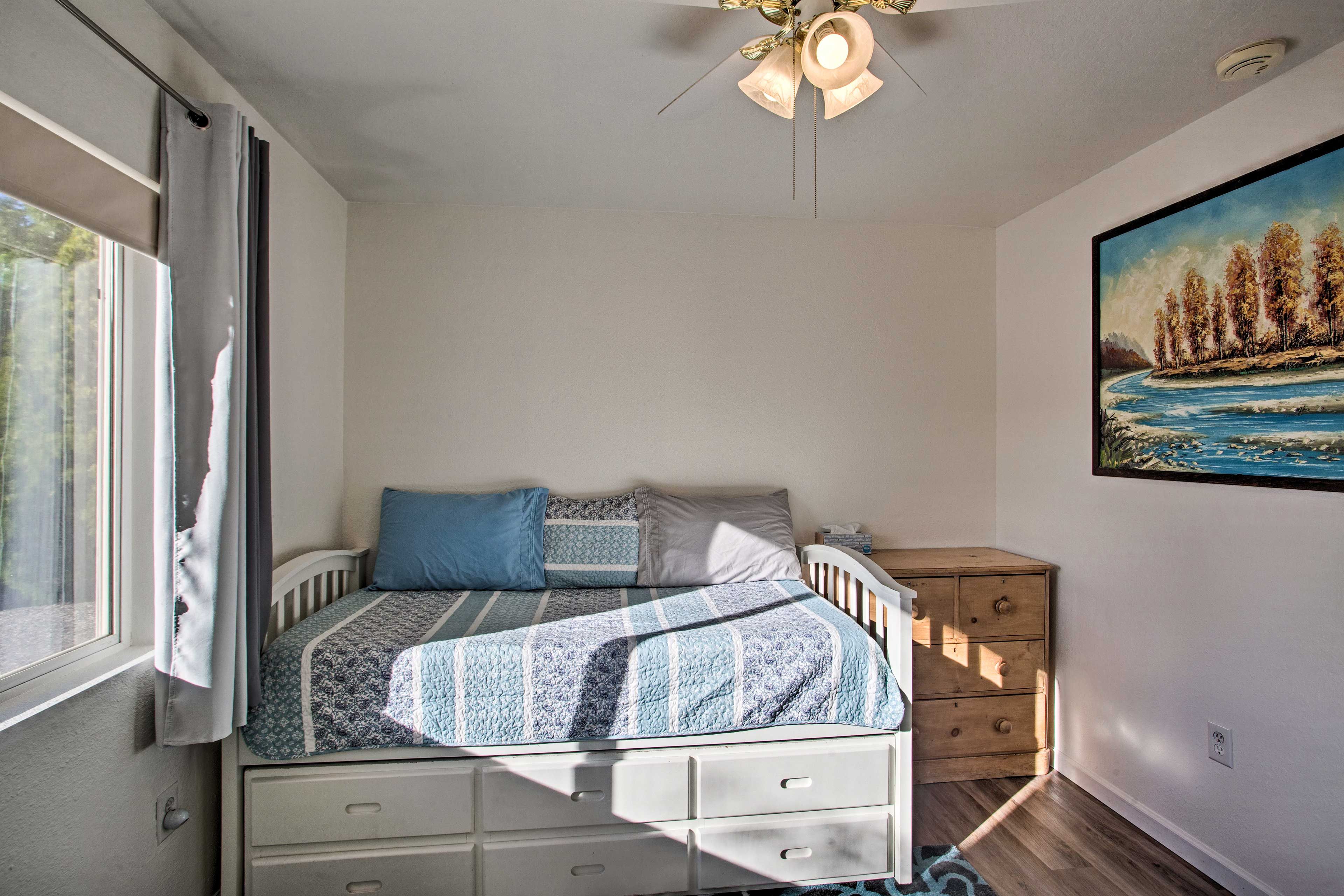 Kids love making the second bedroom their home base for the trip.