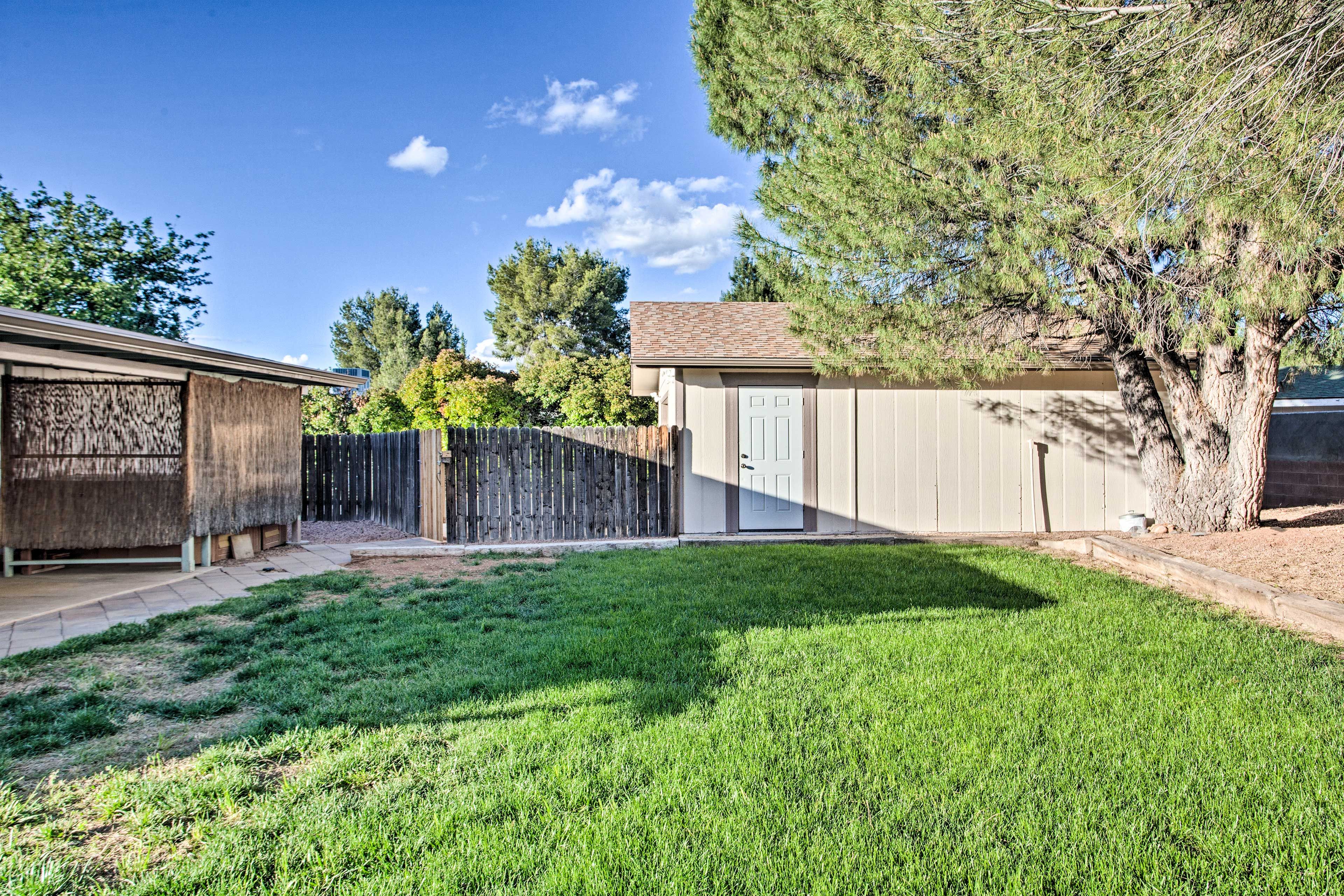 There is easy access to the 5-car driveway on the side of the property.