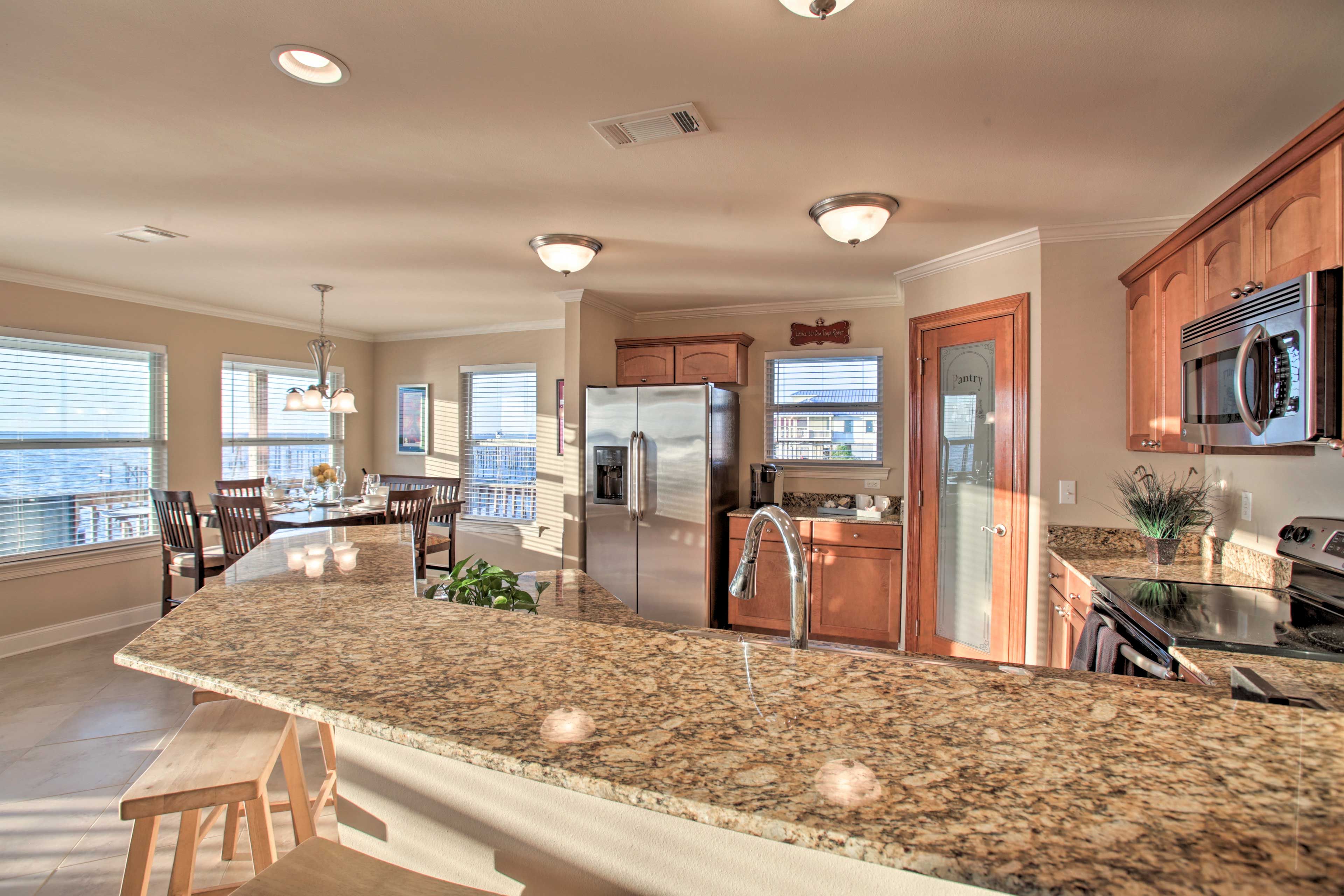 Keep the chef company at the breakfast bar.