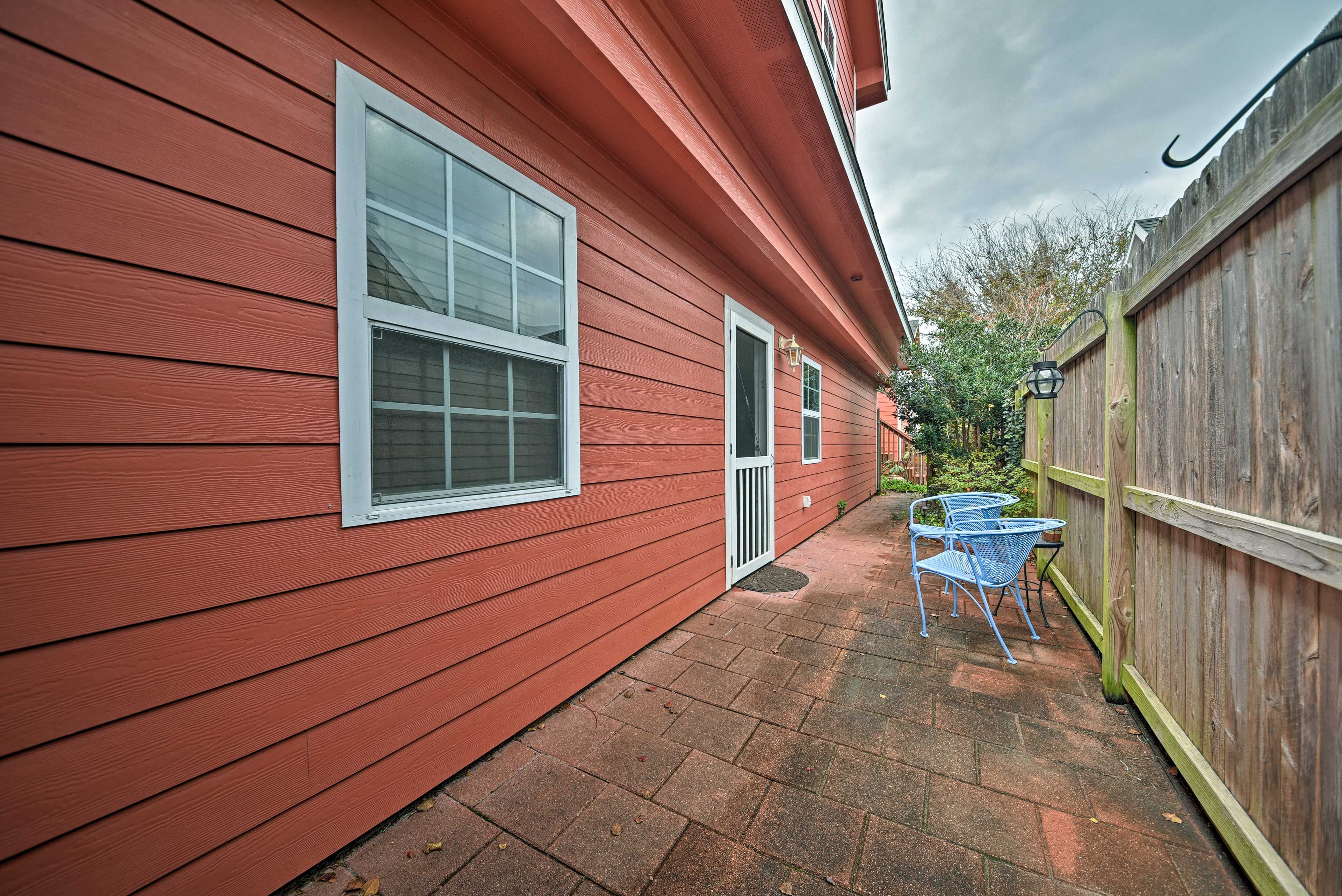 Enjoy your morning coffee on this secluded patio.
