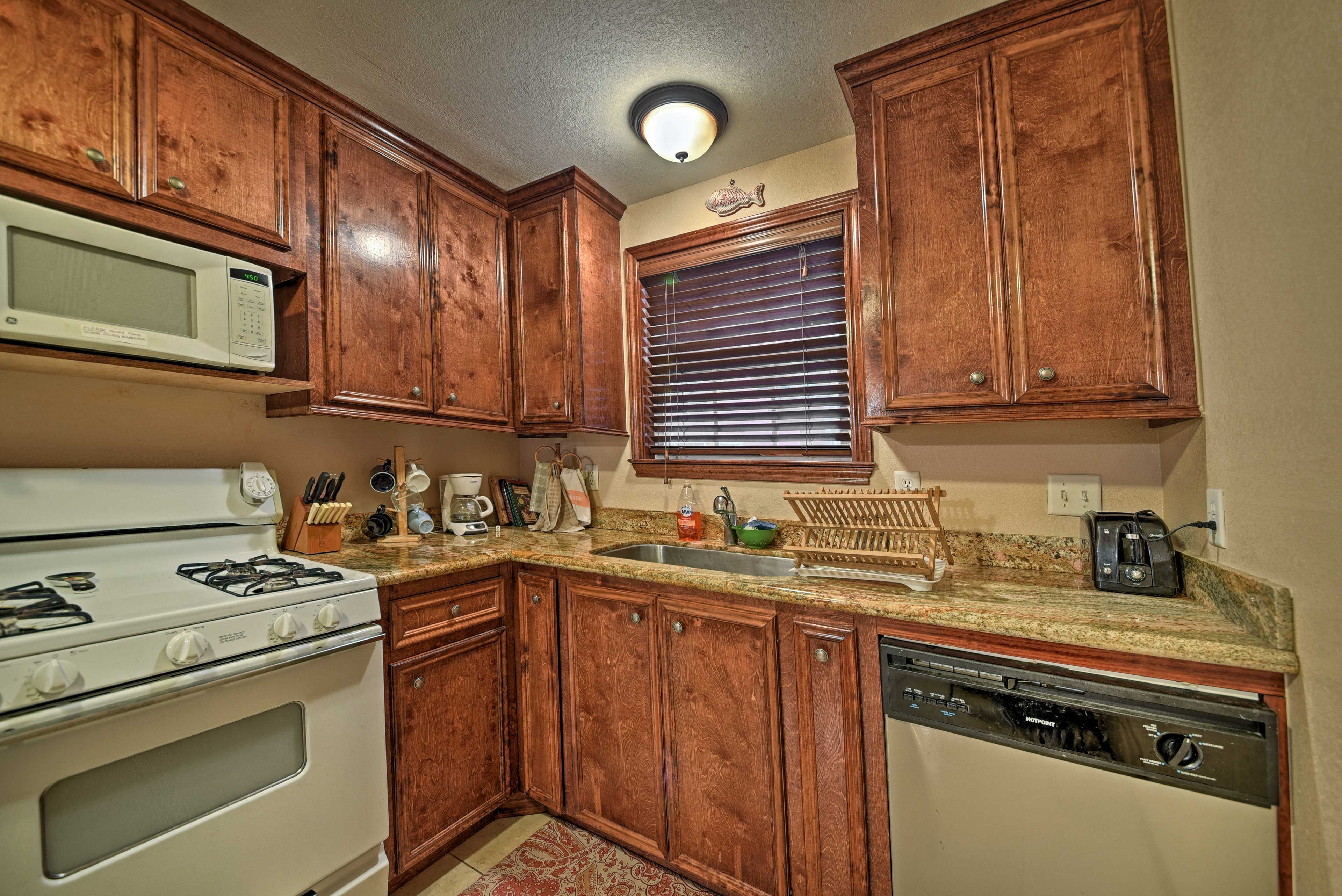 Make cooking fun and easy with essentials and granite countertops.