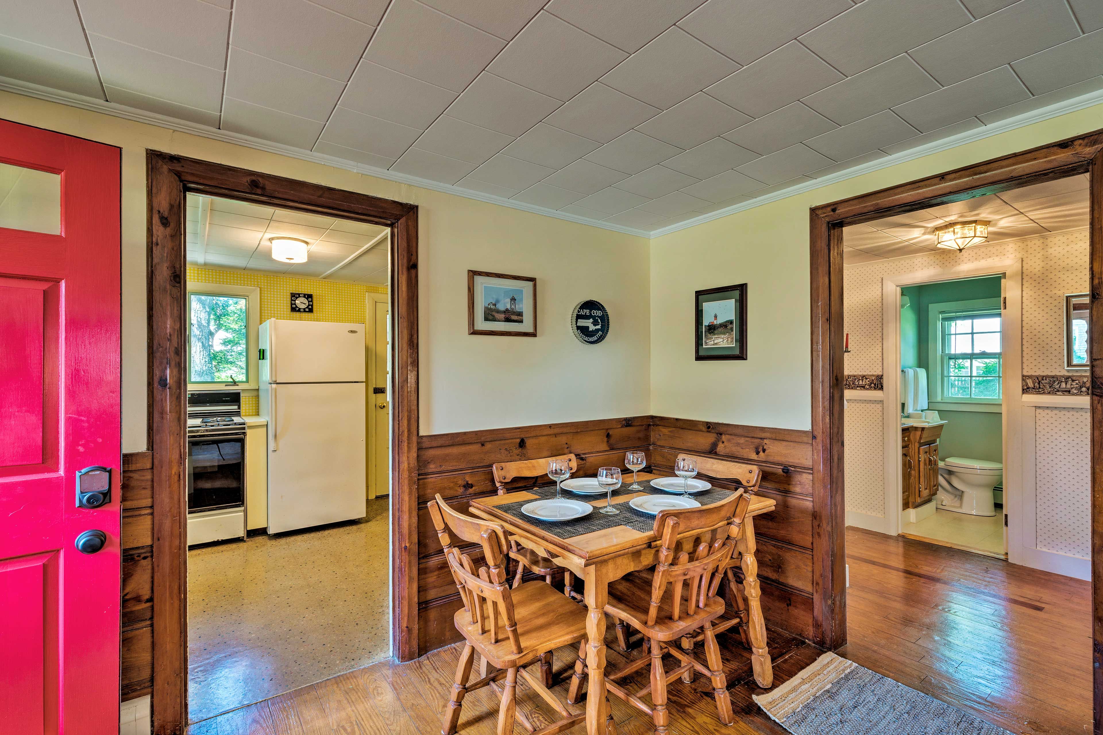 Wine and dine around the kitchen table.