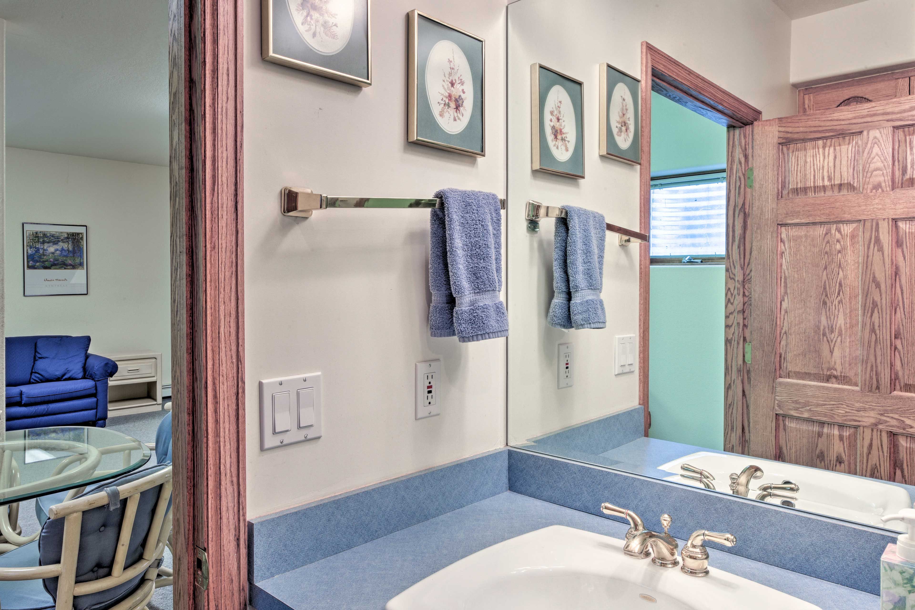 The third bathroom is downstairs.