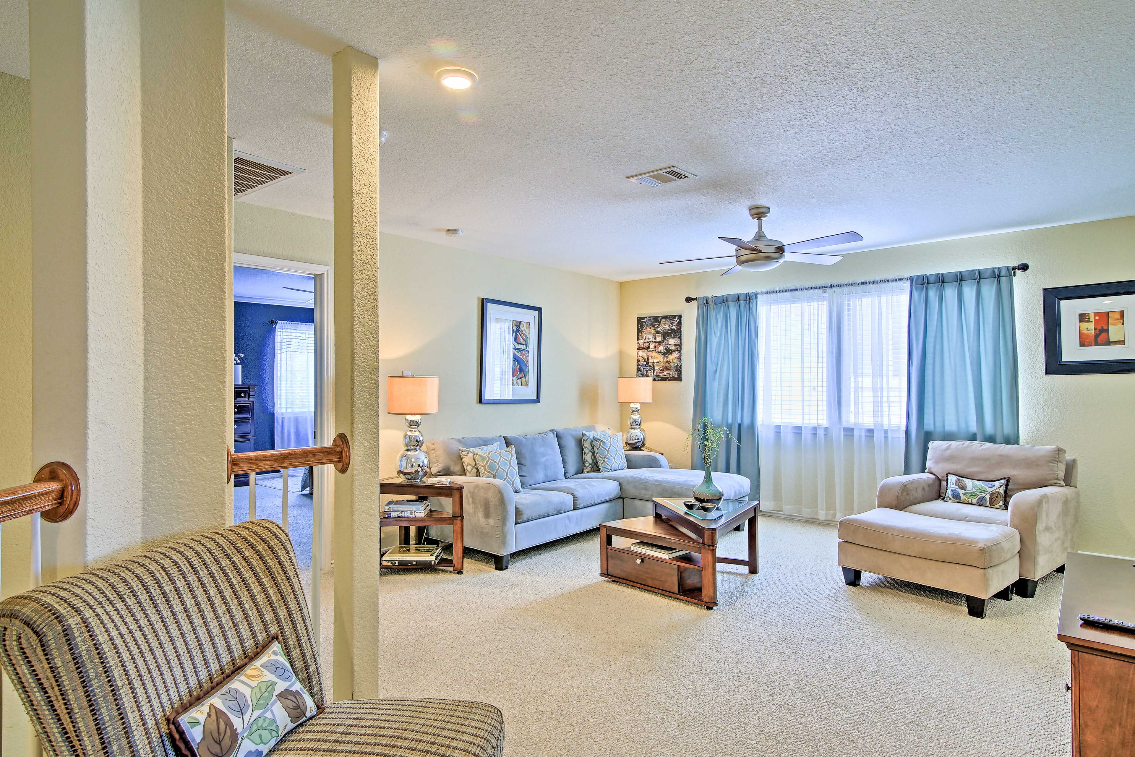 There is a second living room upstairs.
