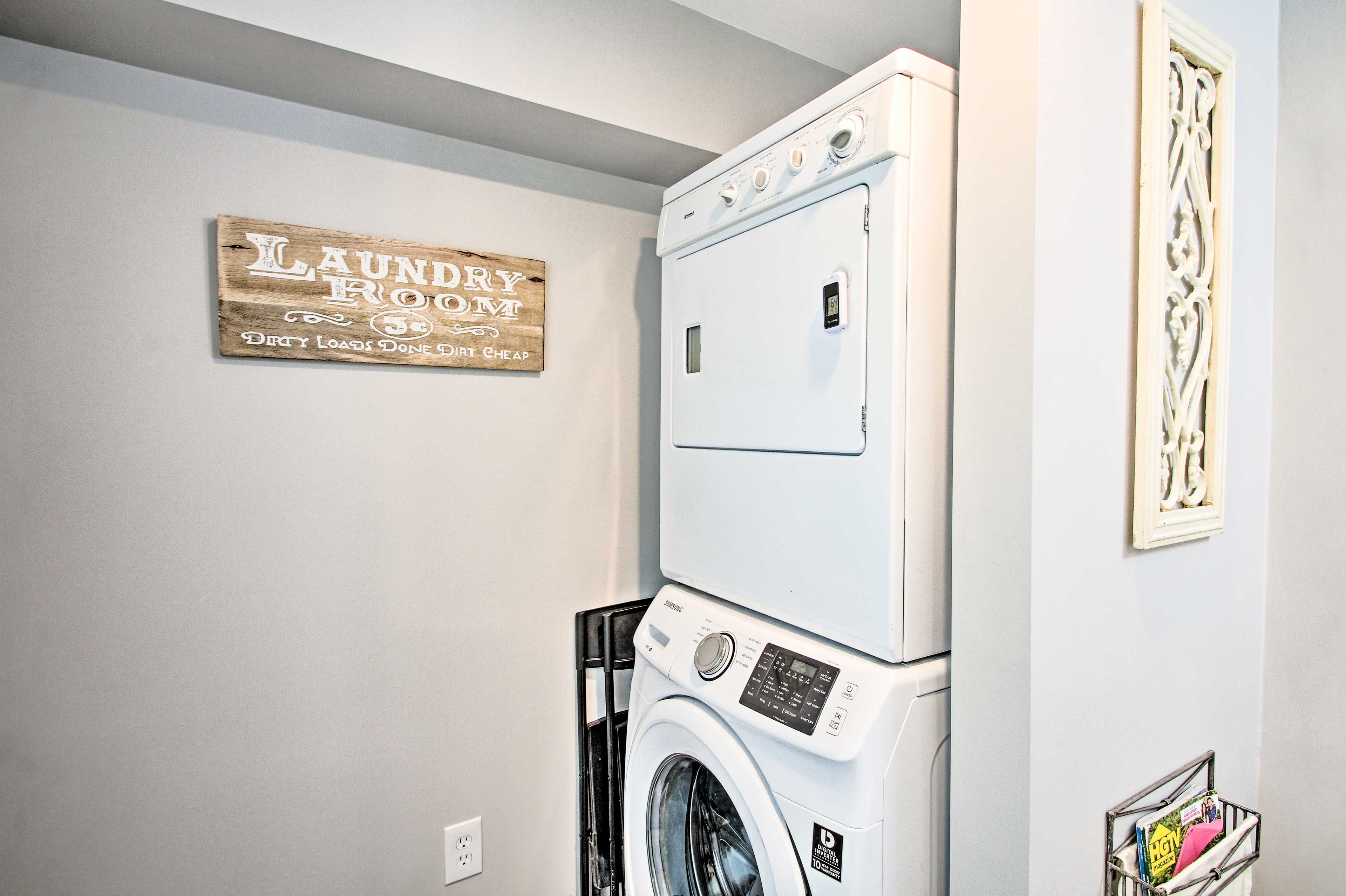 No need to over-pack with the in-unit laundry machines.