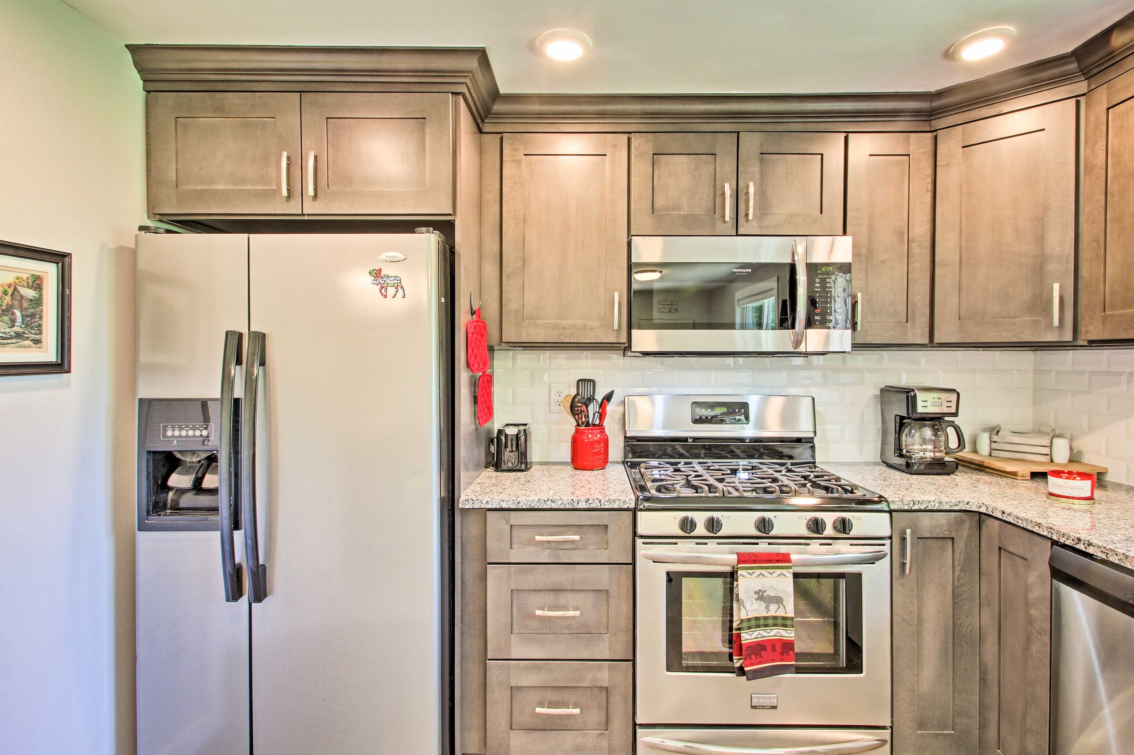 The updated refrigerator includes an ice maker!