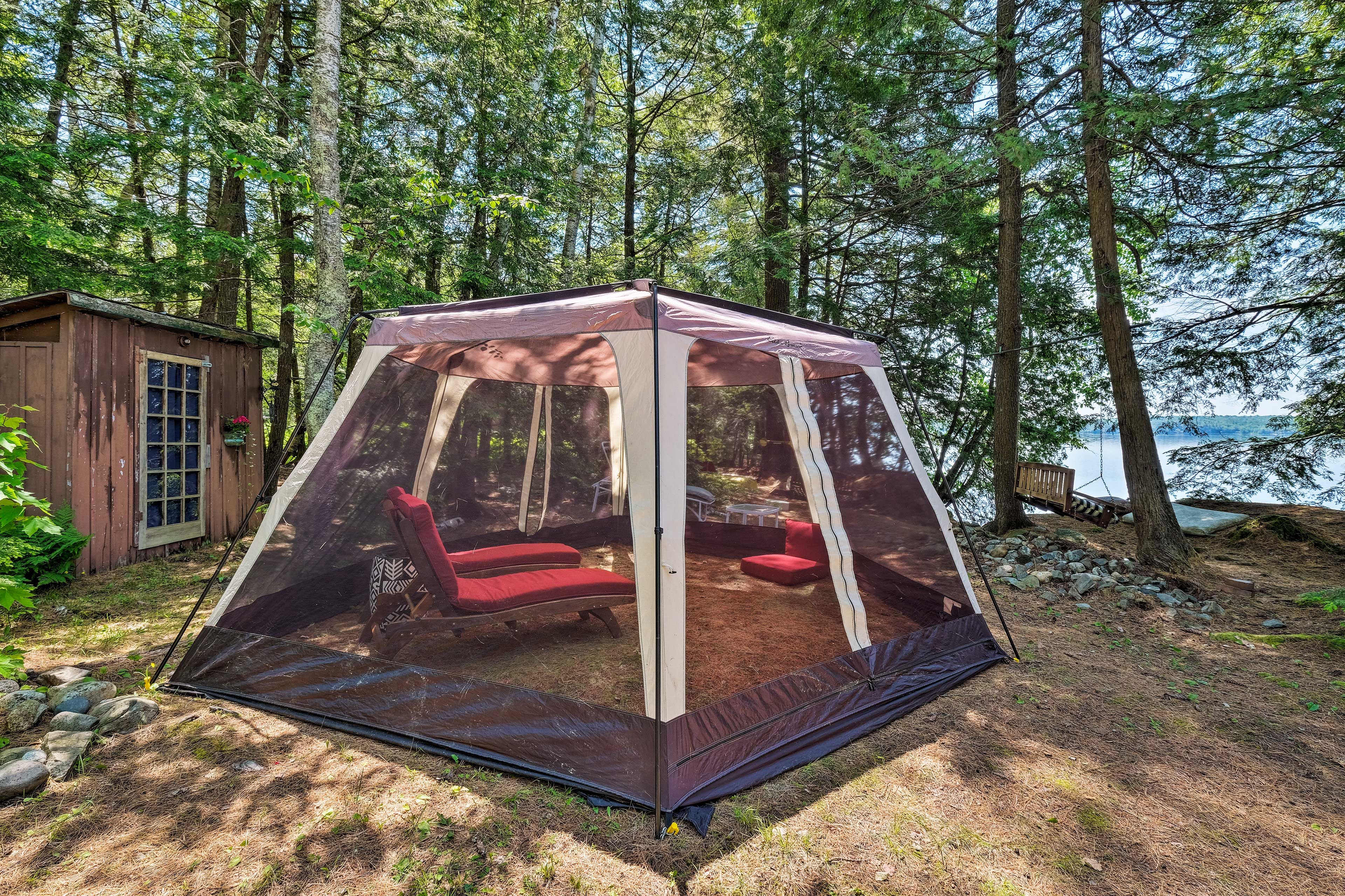 The screened tent is great for lounging - shaded & mosquito-free!