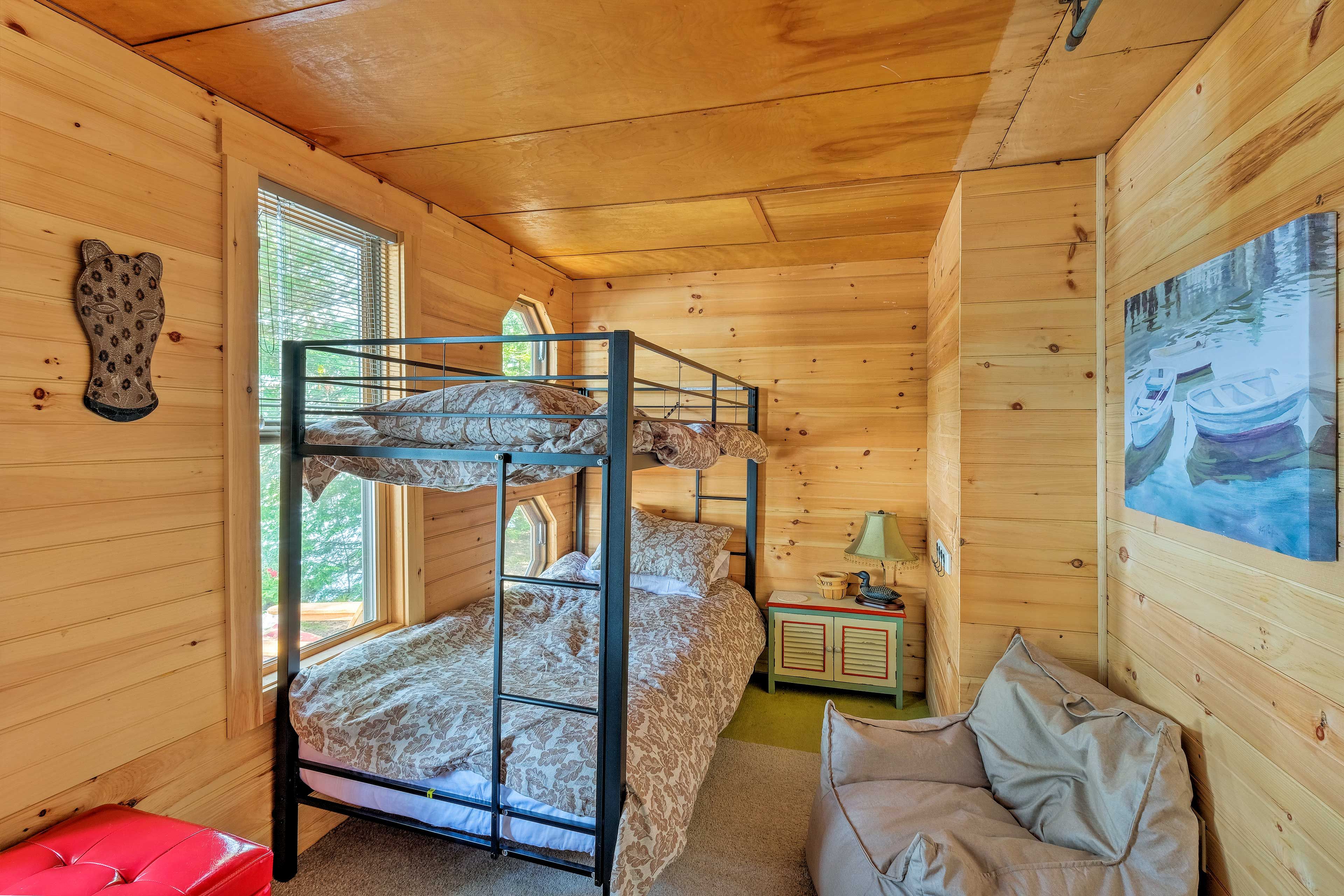 The twin-sized bunk room is perfect for any kiddos in your crew!