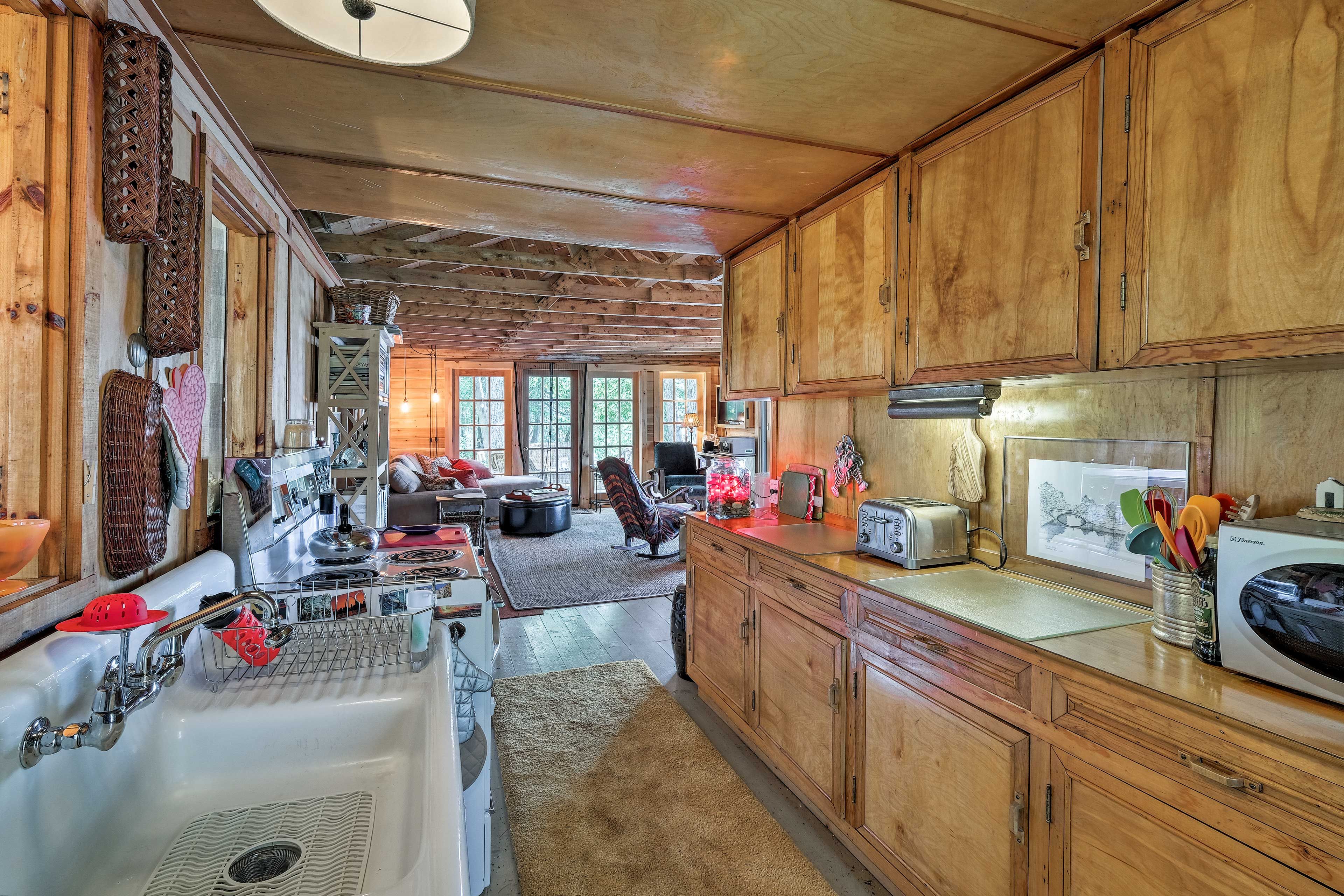 When dinner's done, clean up in the spacious farmhouse sink.