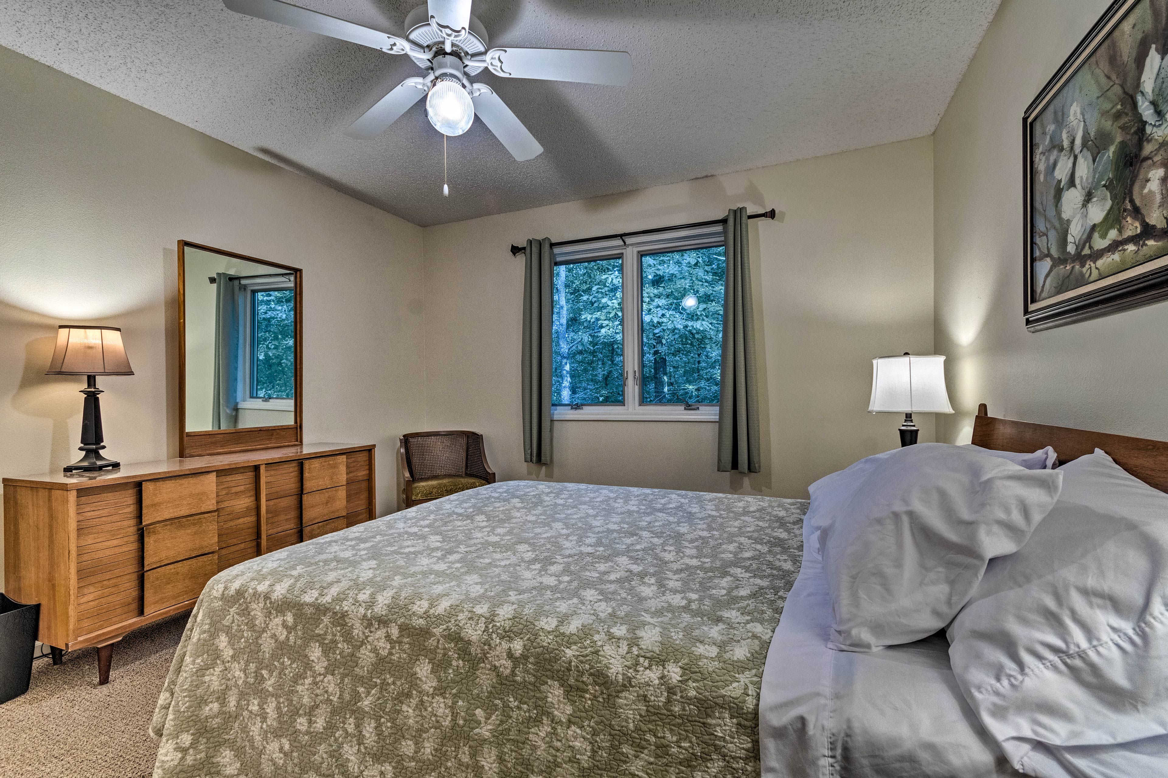 Wake up to wonderful views of the woods.