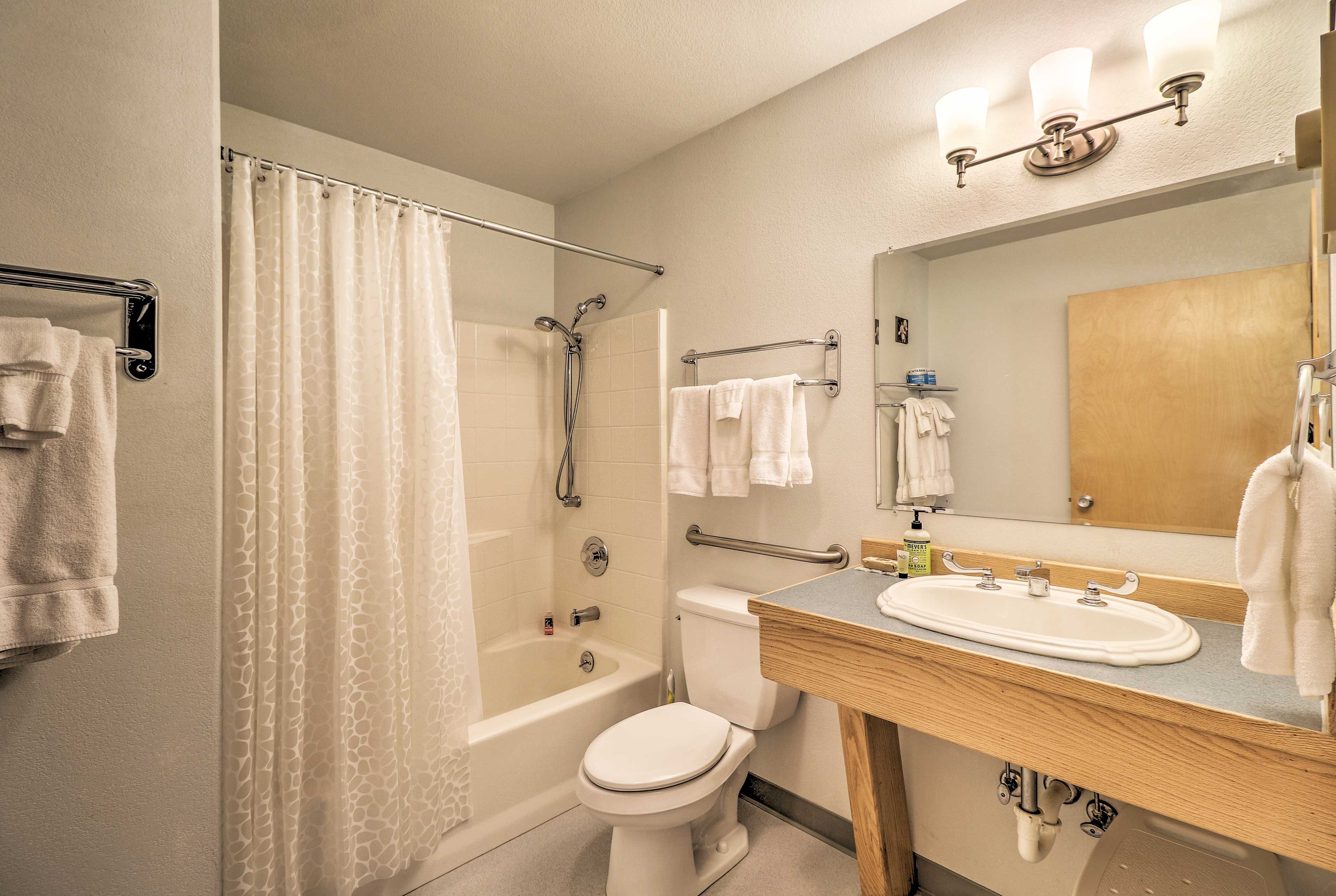 Rinse away the day in the full bathroom.