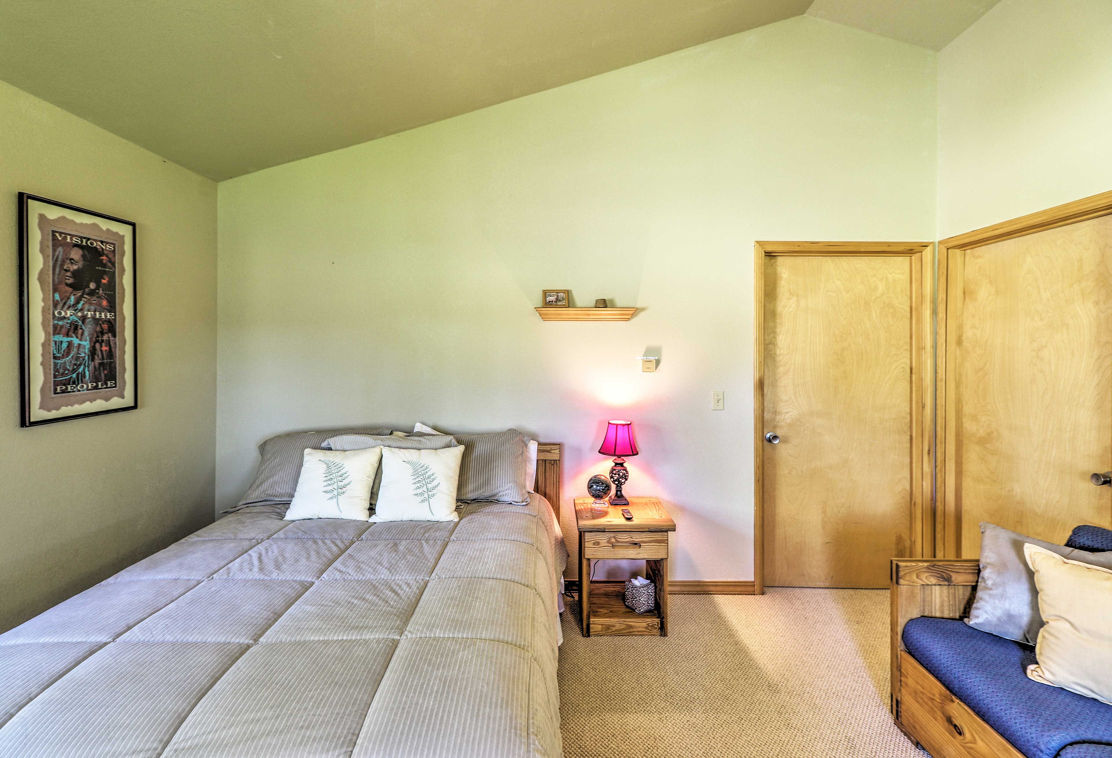 Sweet dreams await in the queen-sized bed.