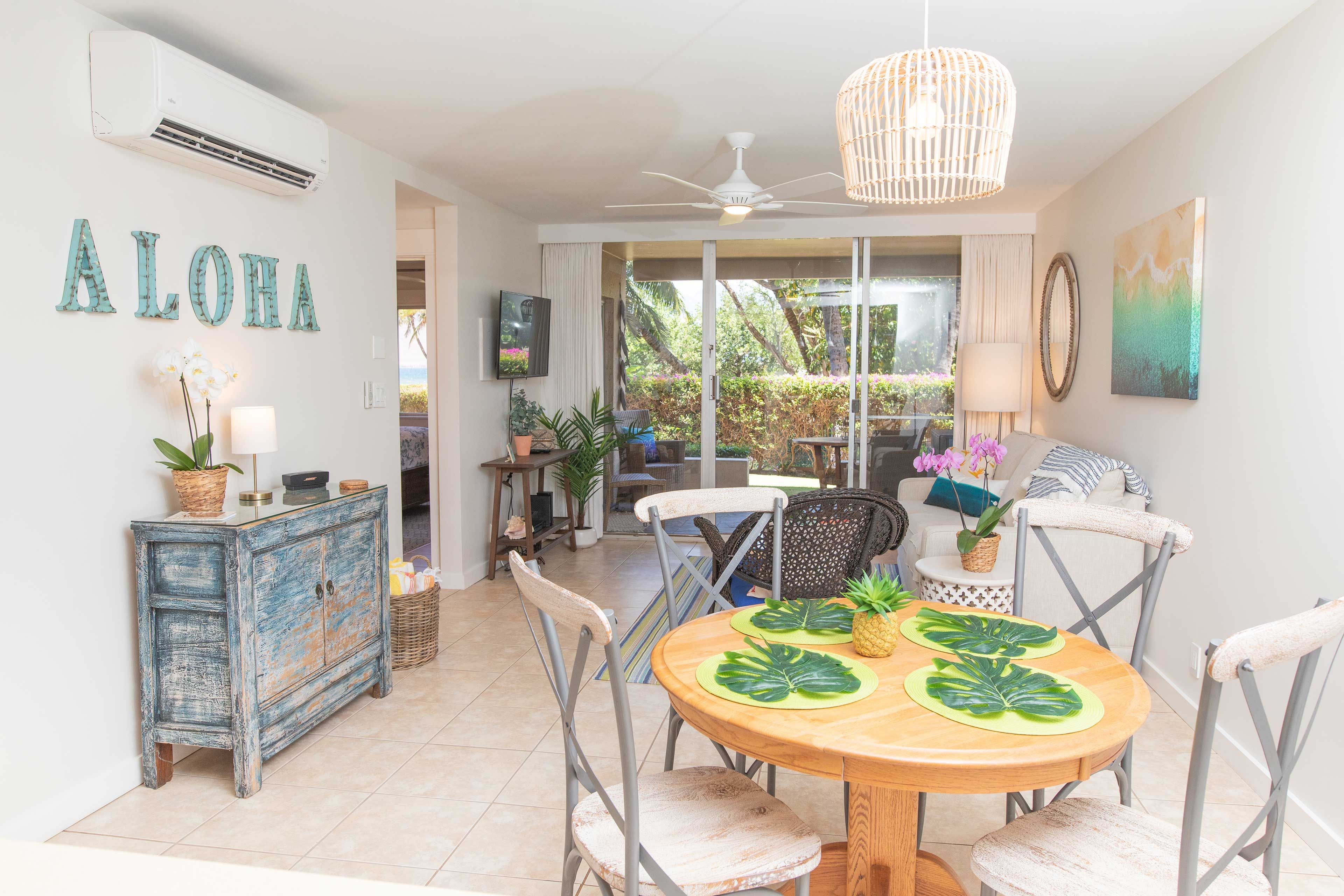 Air conditioning units are available in the living area and both bedrooms.