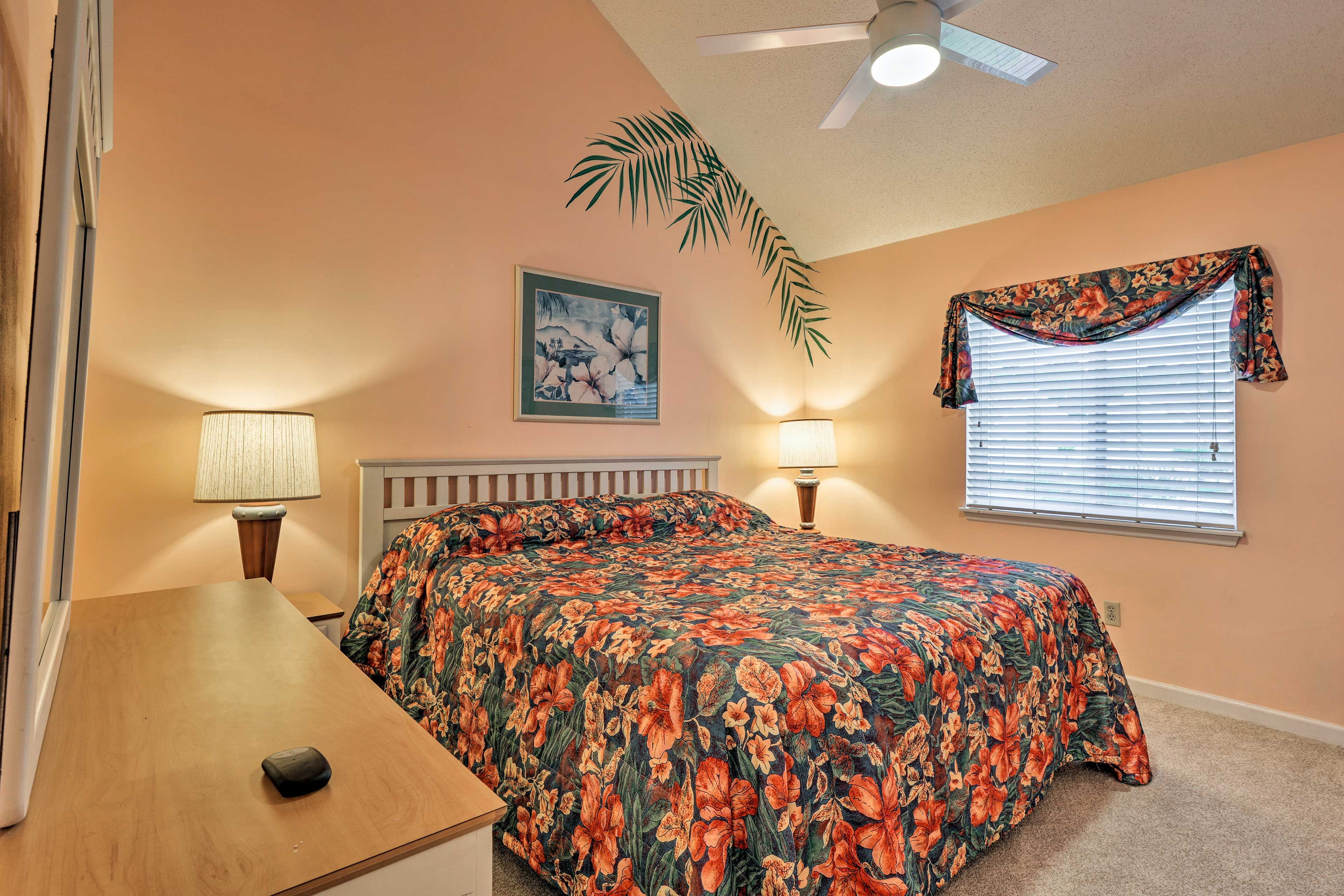 Retreat to the king-sized bed after a sun-kissed day.