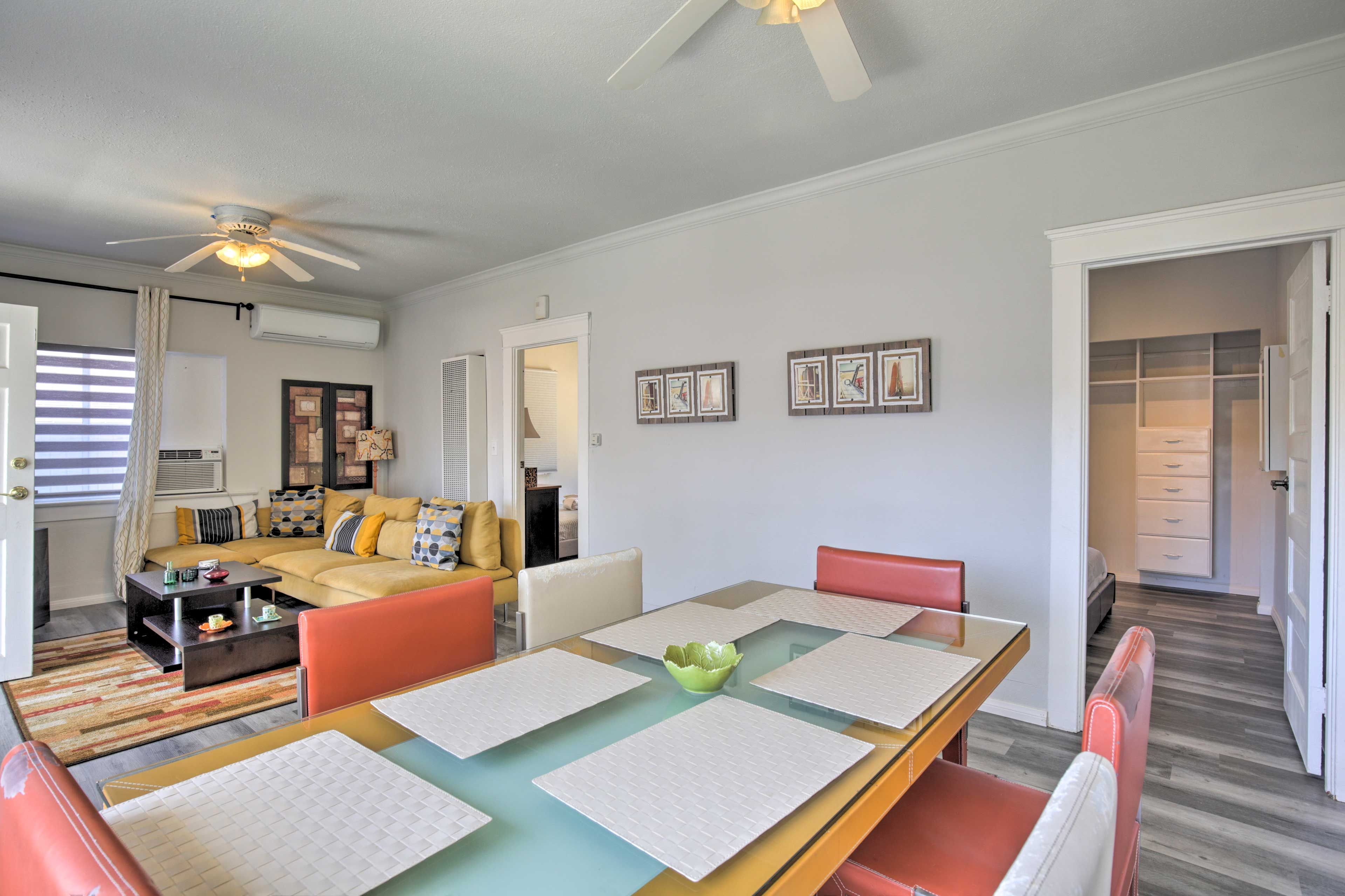 Enjoy a home-cooked meal at the 6-person dining table.