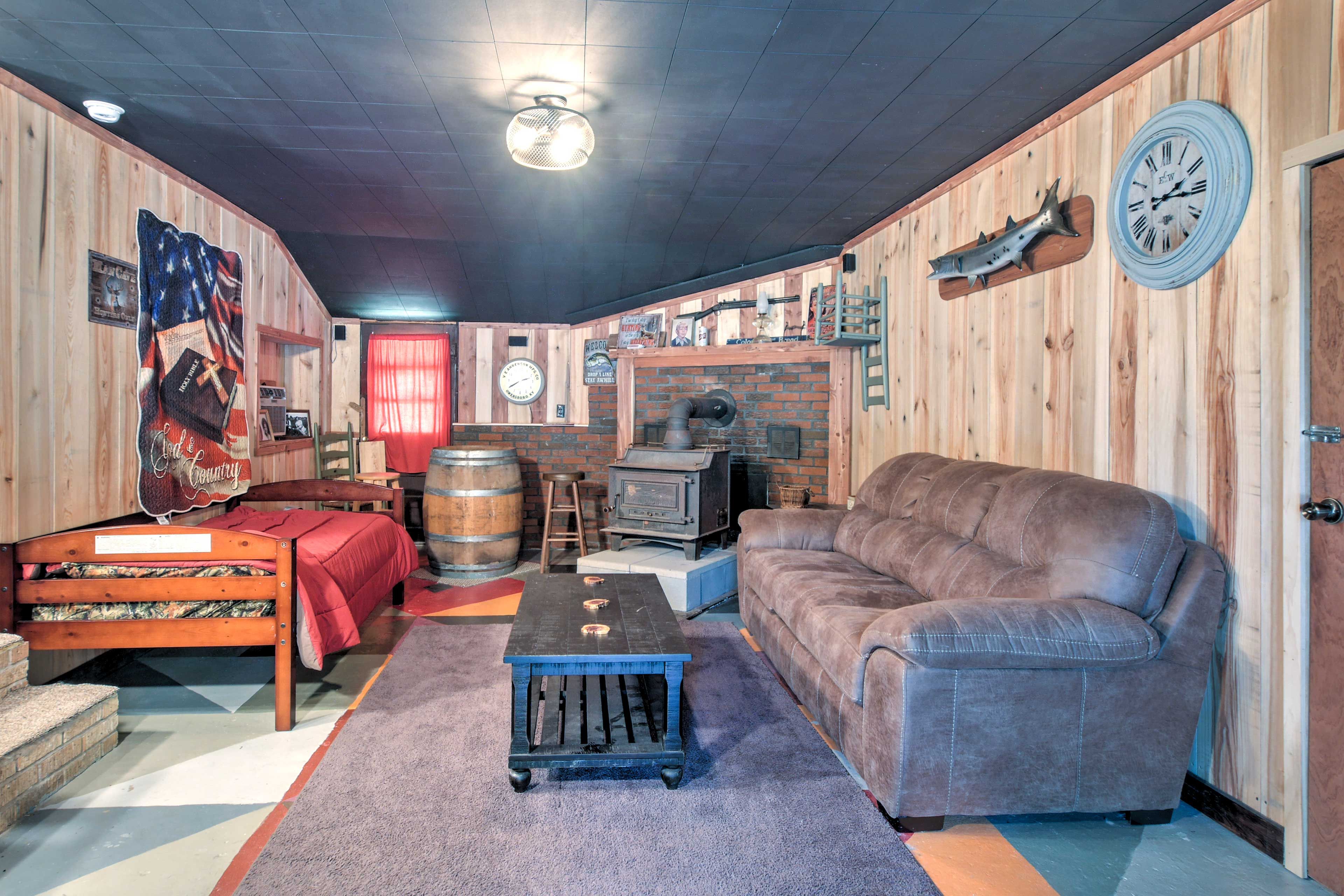 The 'man cave' provides additional sleeping space for guests.