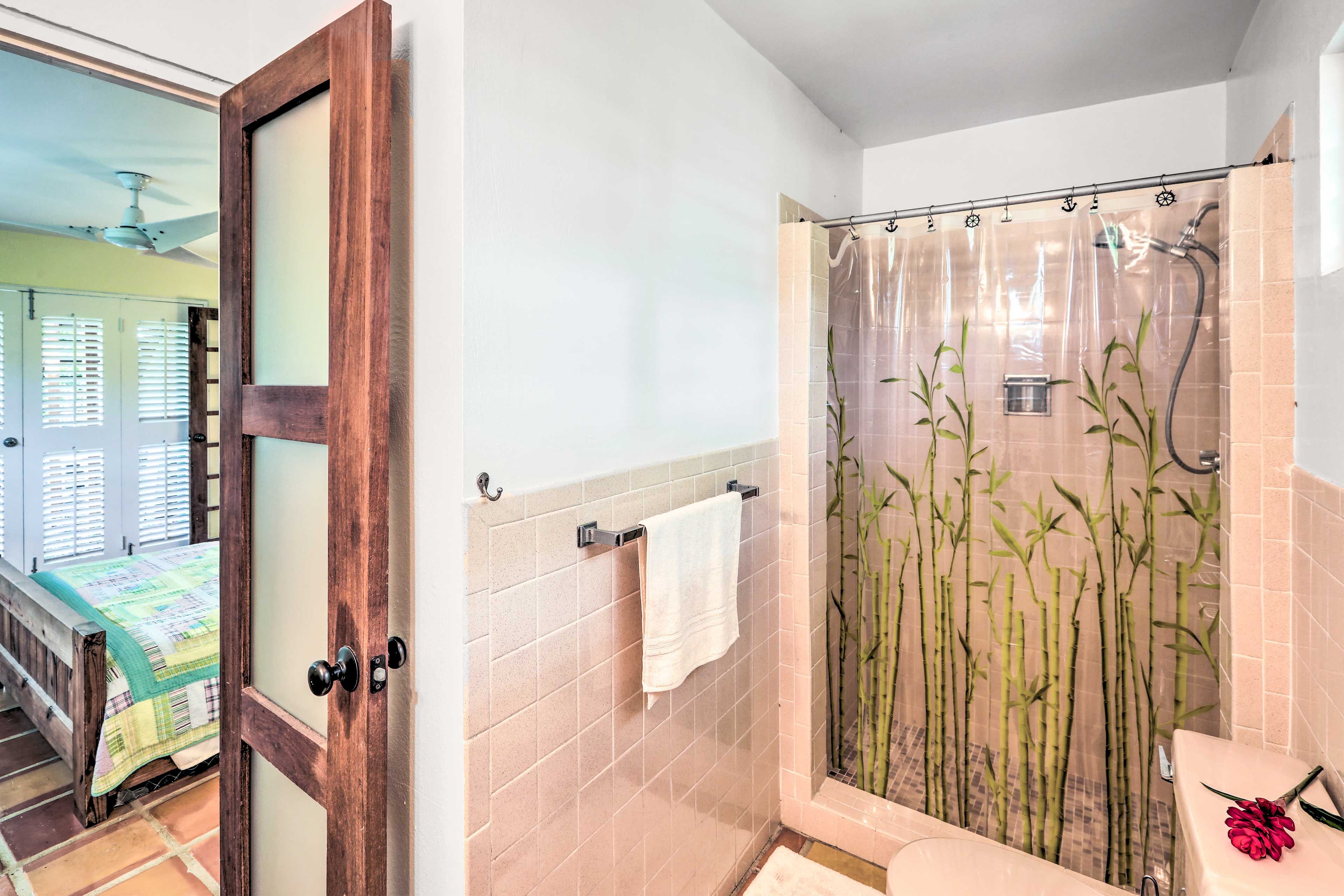 The second bathroom is equipped with a walk-in shower as well.