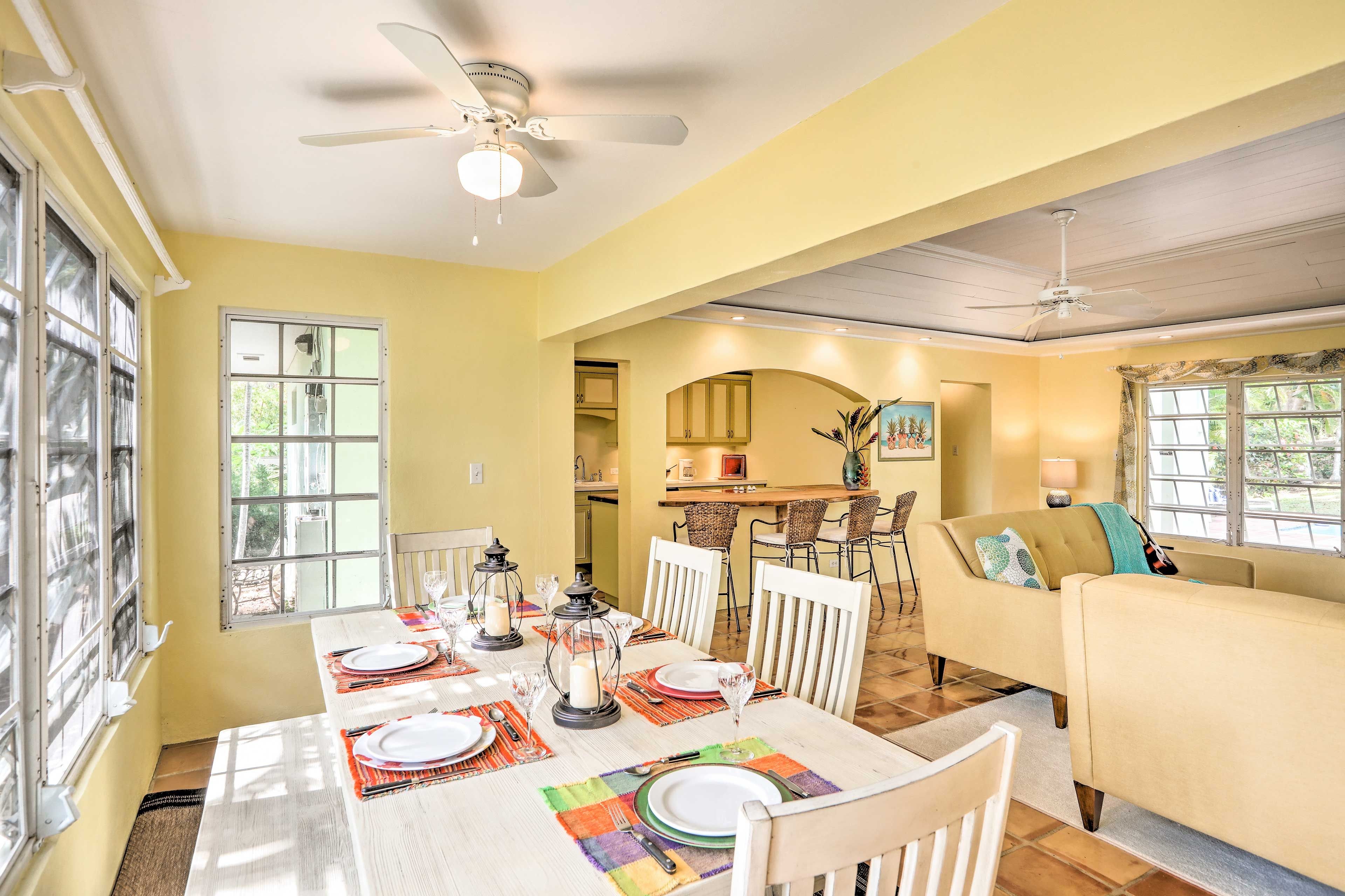 The open floor plan allows the home to feel light and airy.