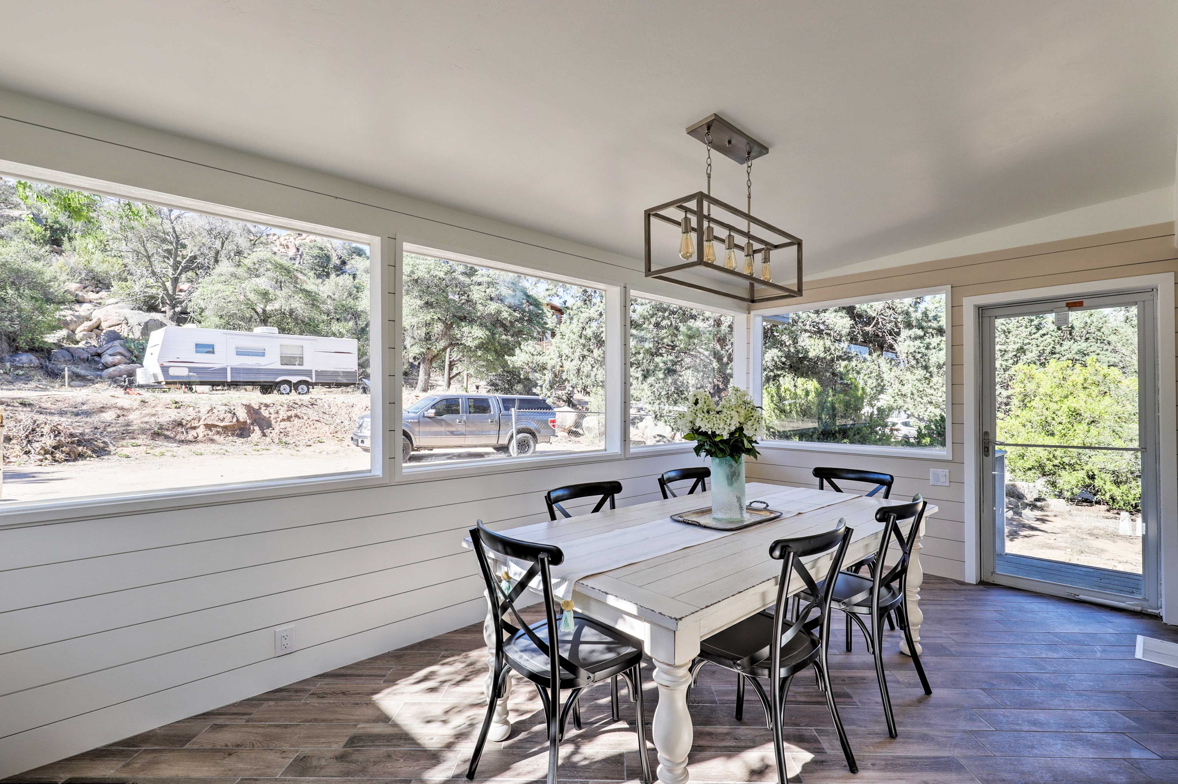 Host family meals at this chic dining table.
