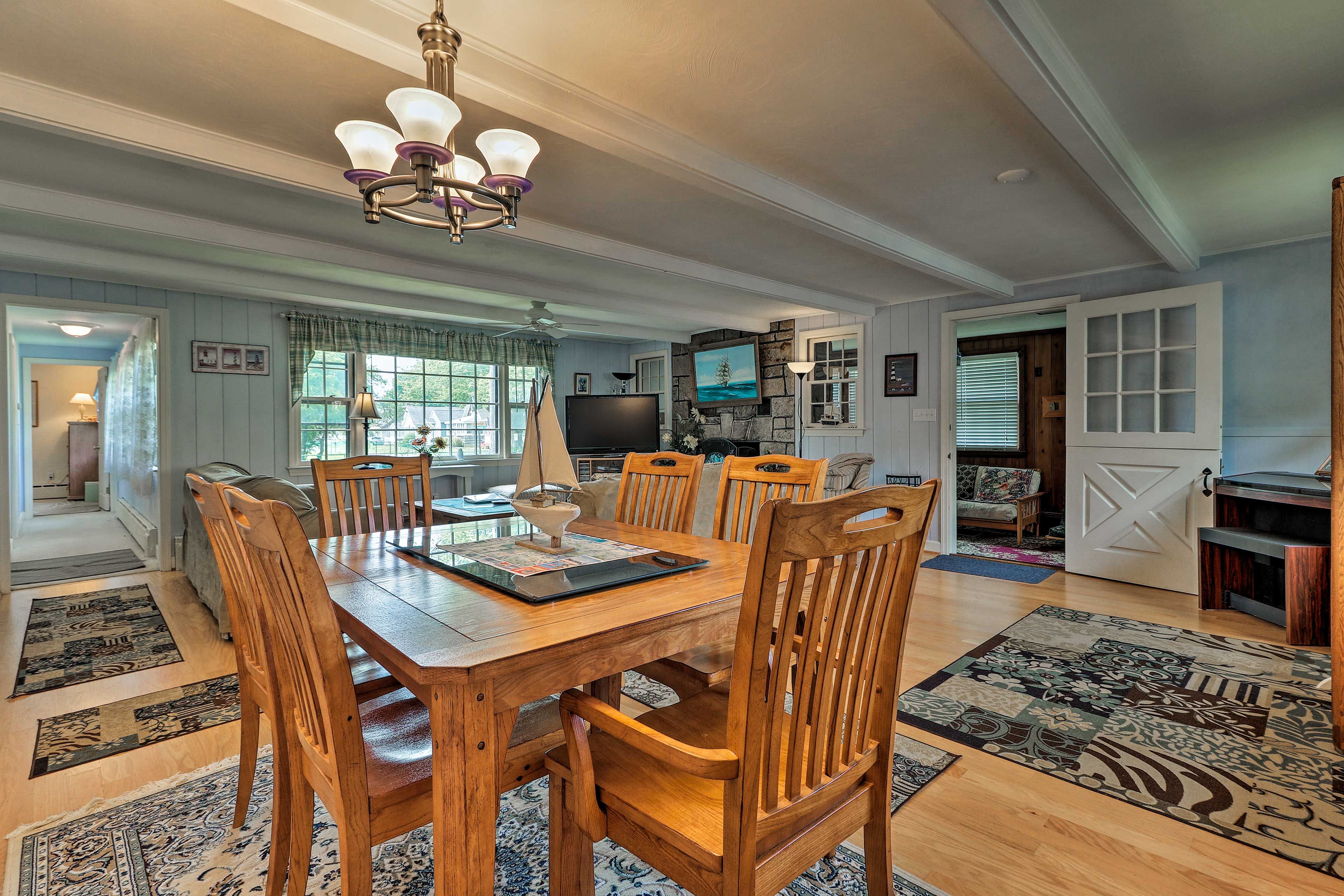 The living room flows into the dining area.