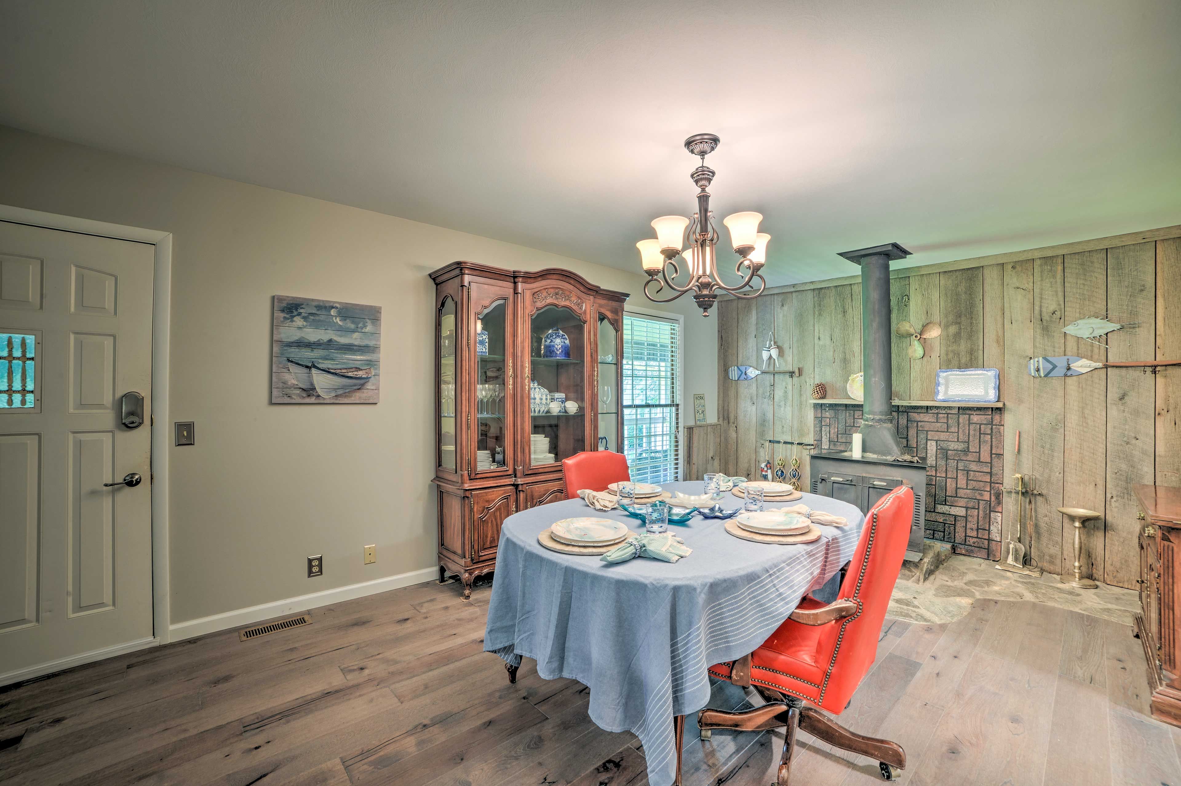 This vacation rental home features charming decor.