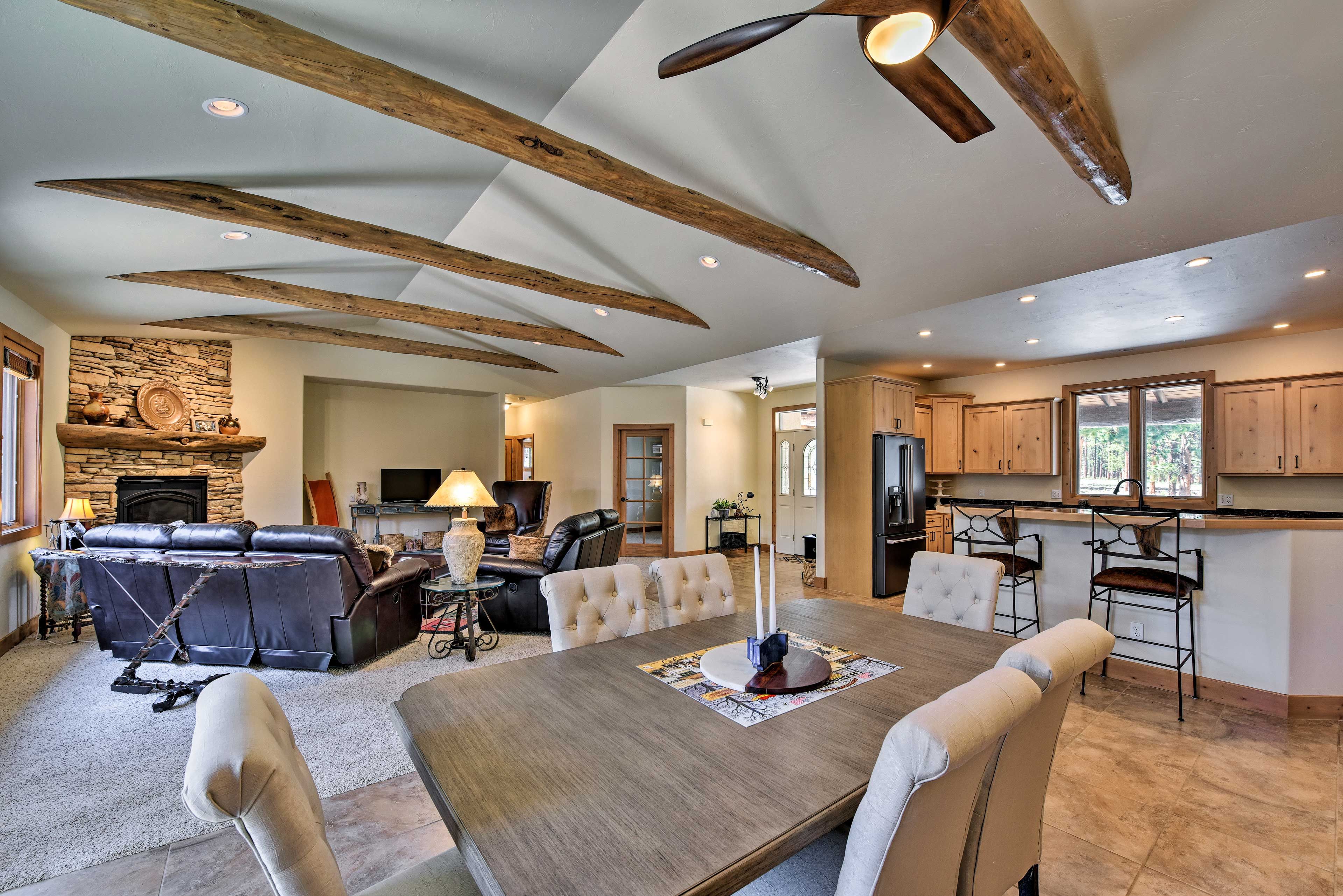 The living room flows into the dining area.