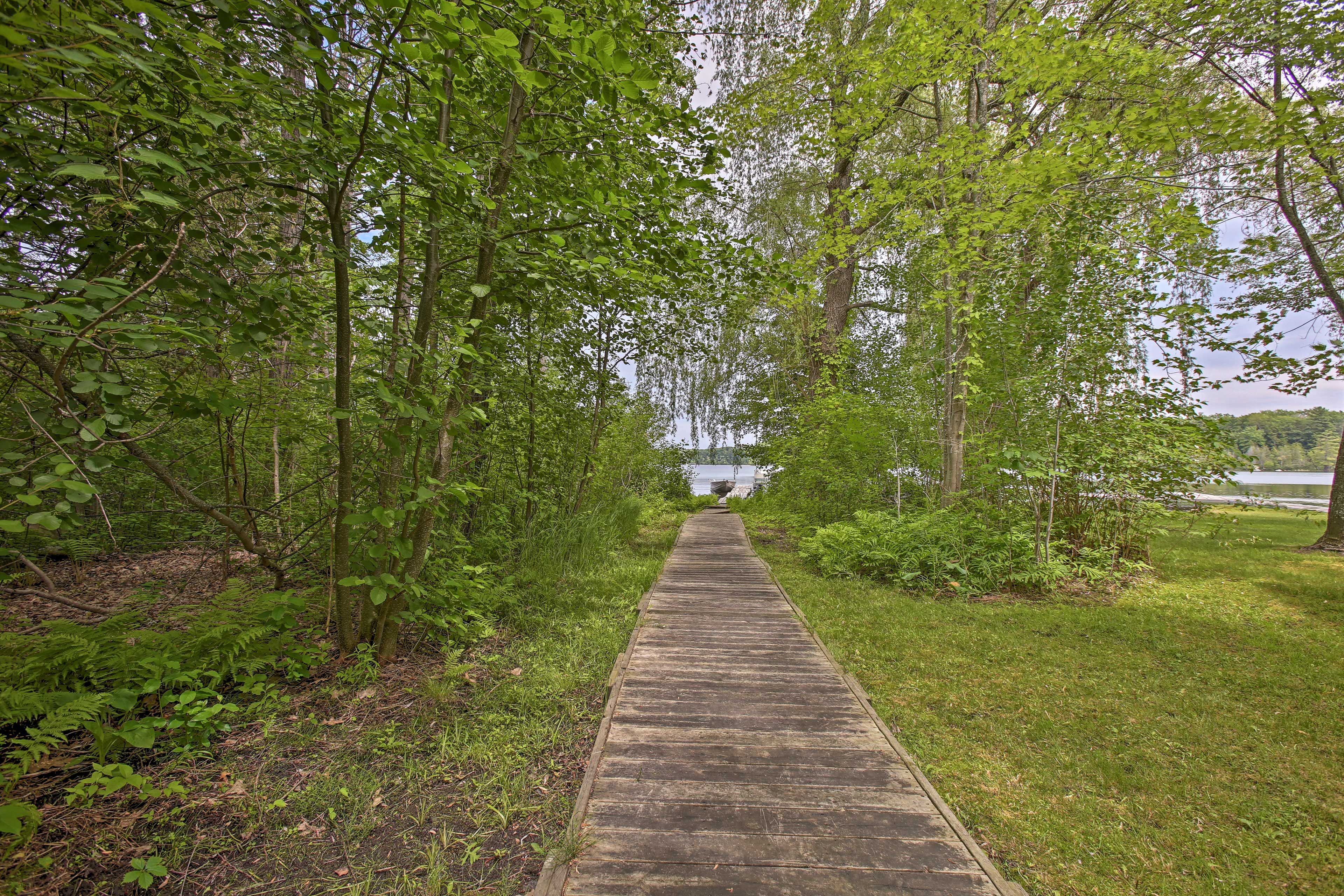 Make the short walk down to the private walkway and dock!