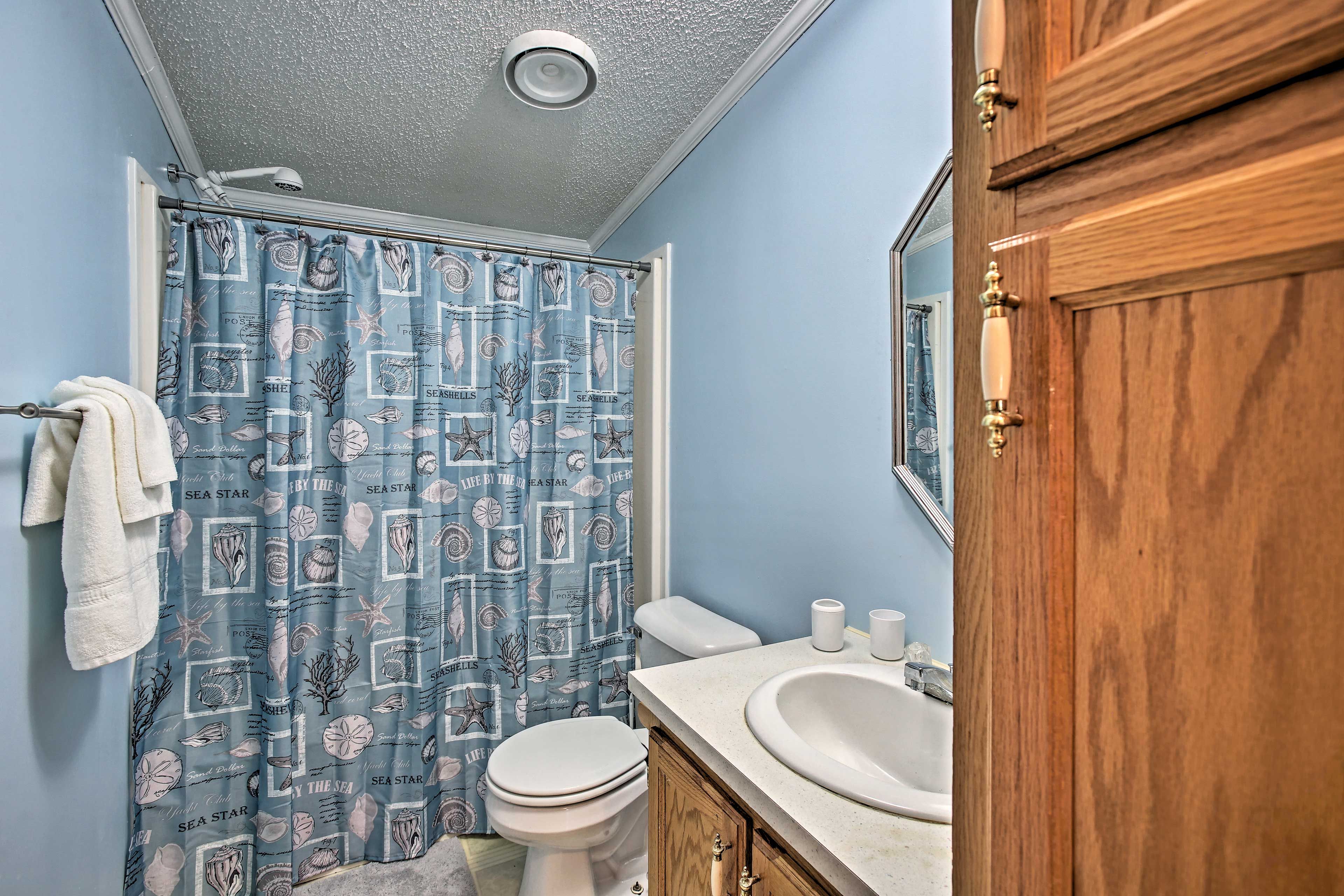 The second bathroom boasts a shower!