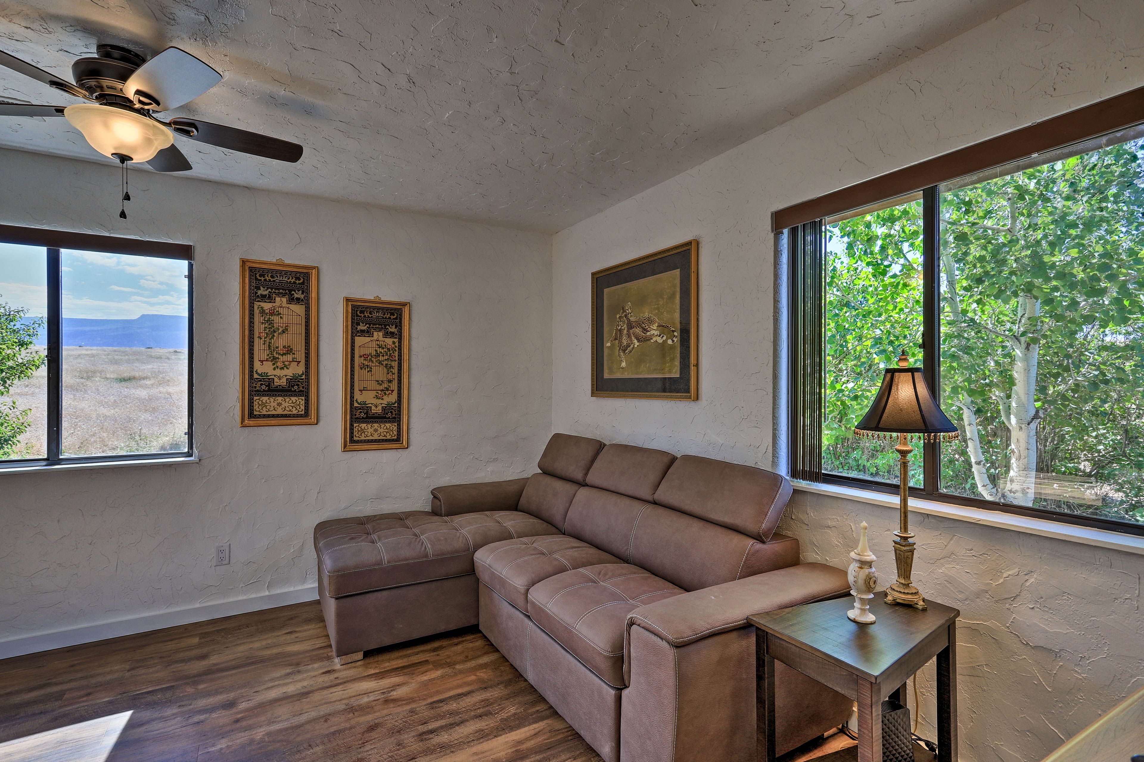 The sofa turns into a sleeper sofa accommodating 2 extra guests.