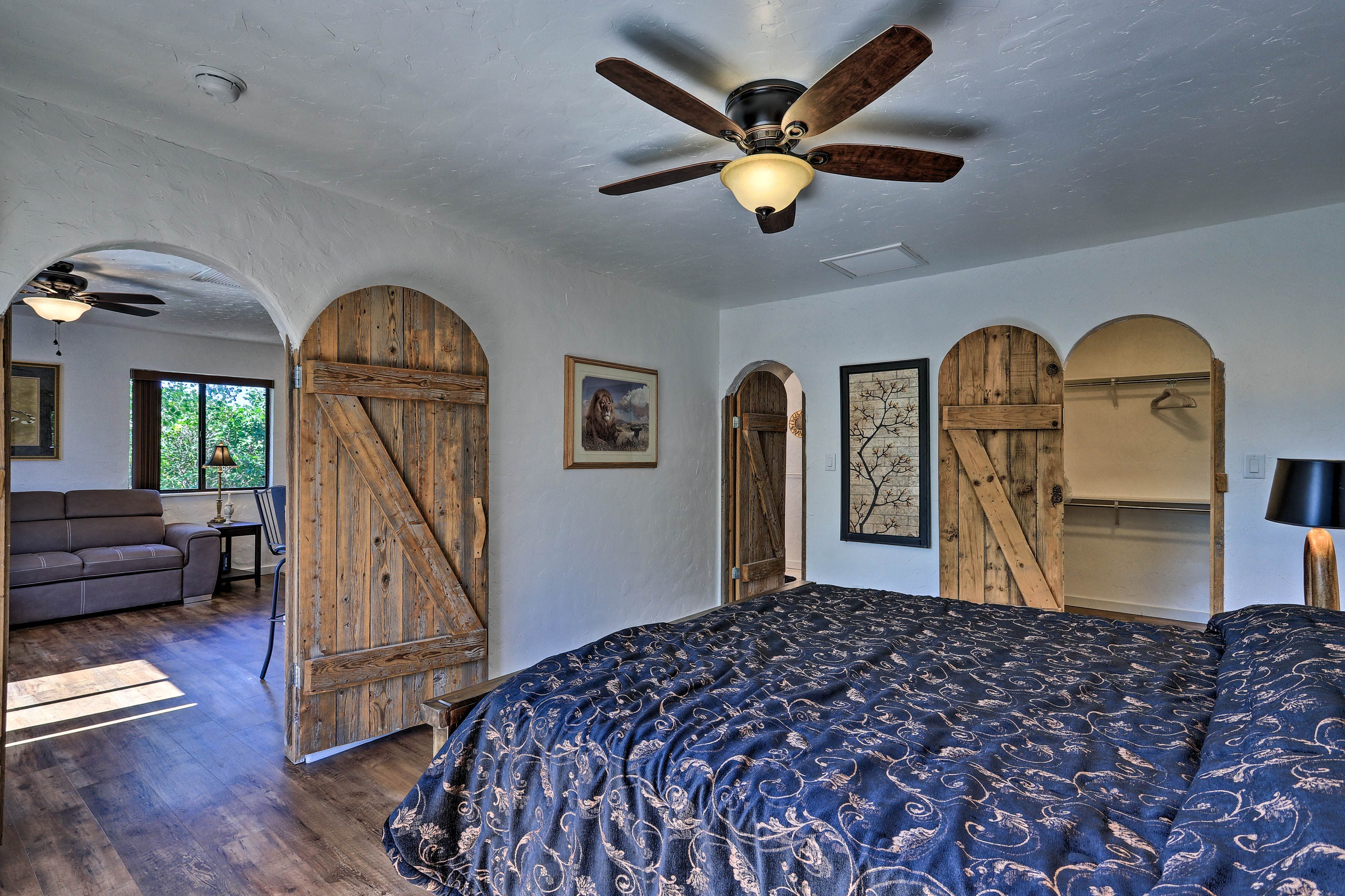 Store your belongings away in the walk-in closet.