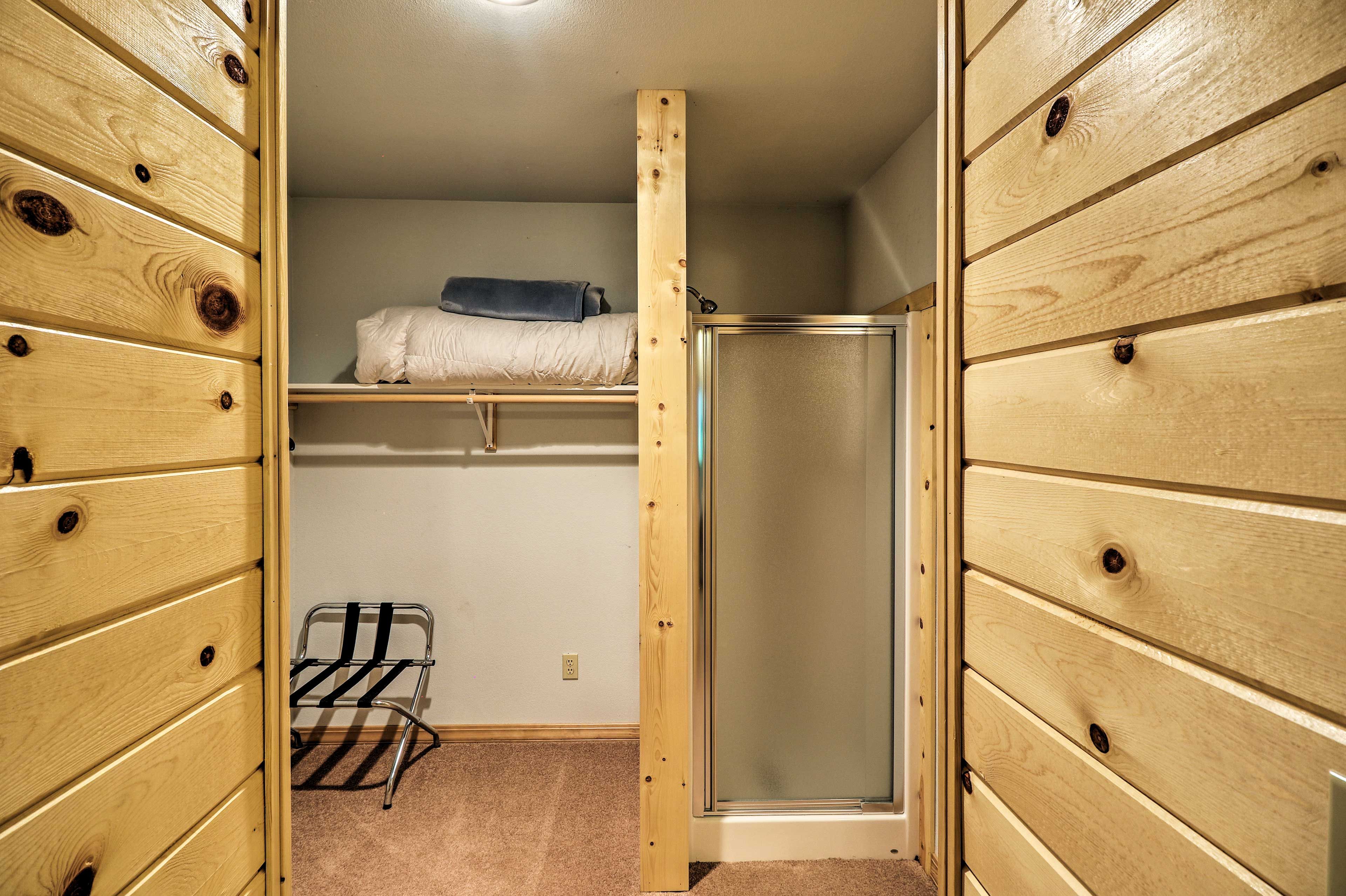 Rinse off in the walk-in shower.