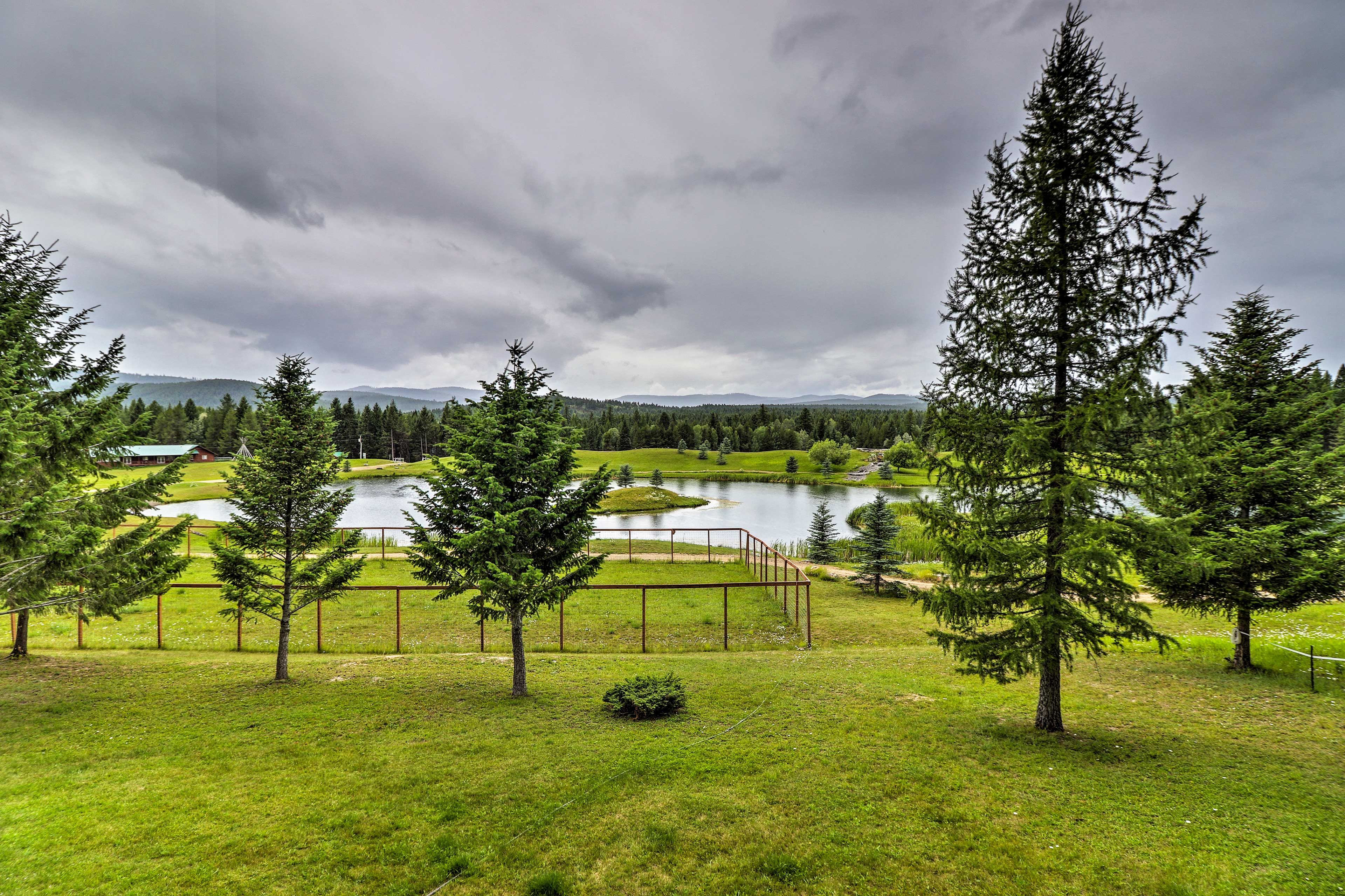 Admire the serene lake from the deck.