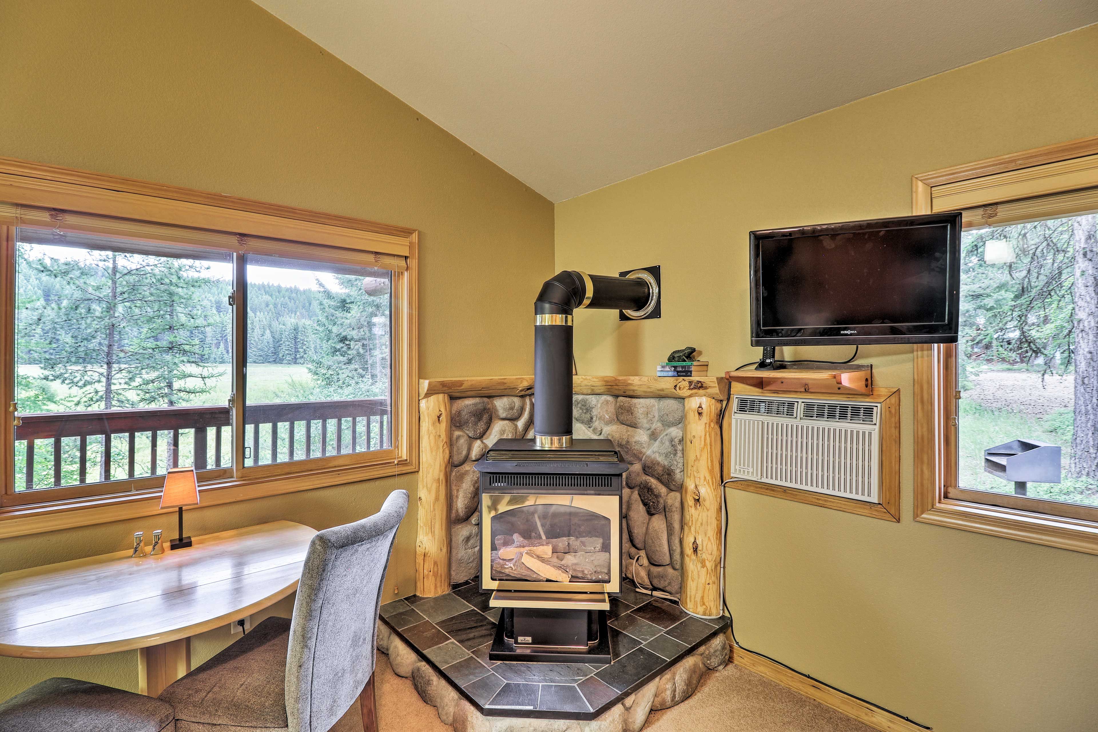Watch a show on the flat-screen cable TV.