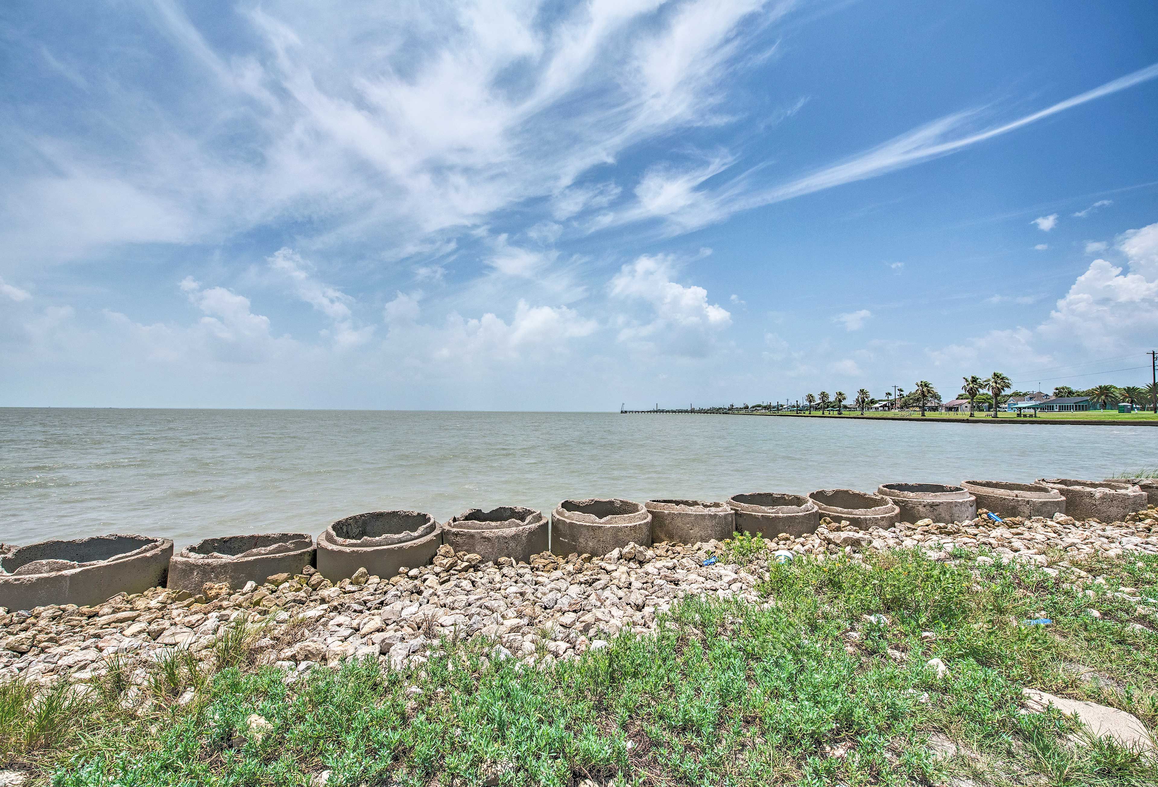 Walk down to the bay front to throw a line in - just 5 blocks away.