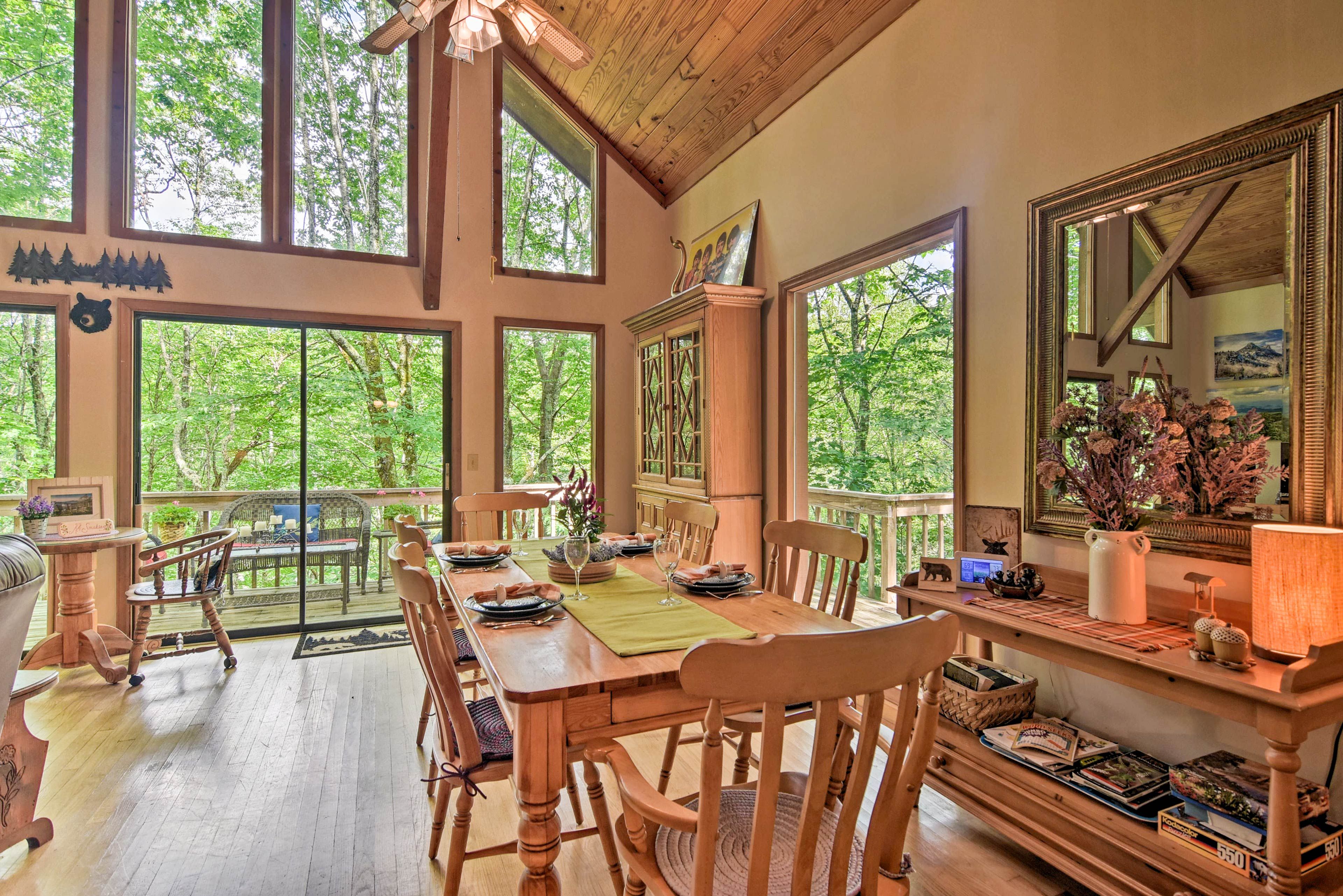 Gather around the dining table to enjoy home-cooked meals.