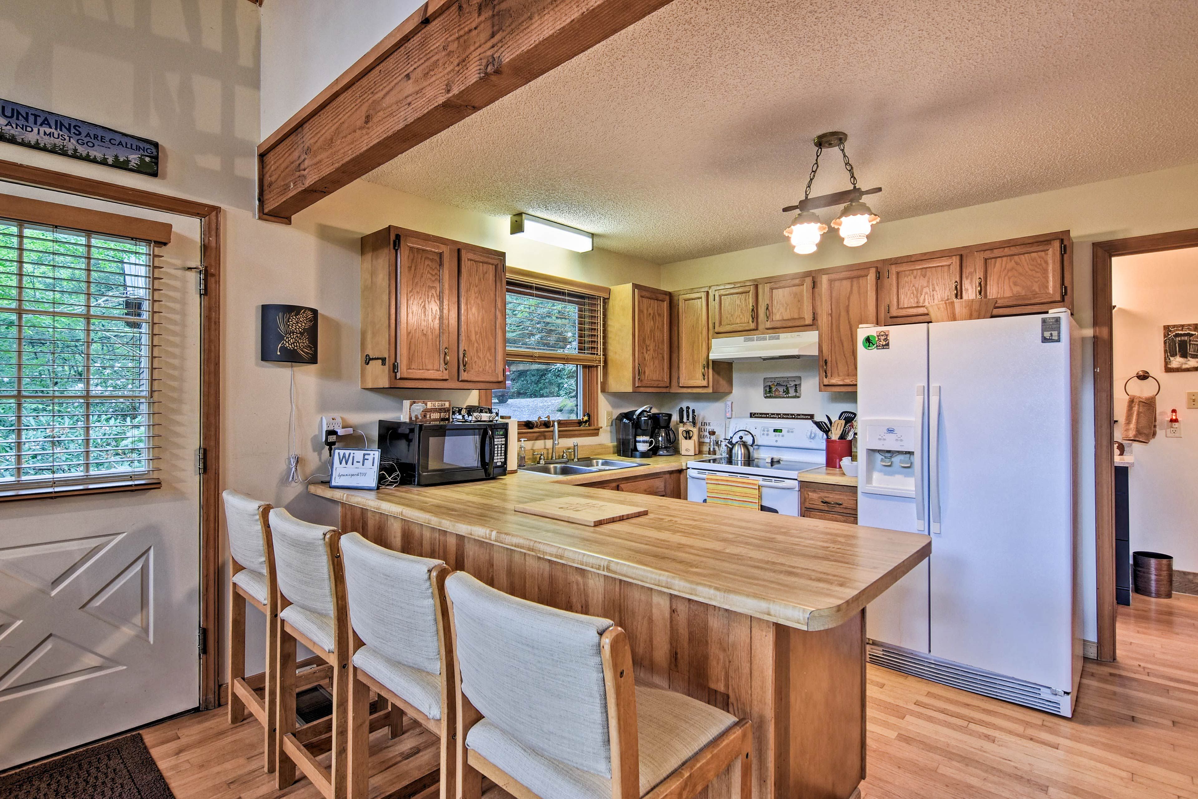 Saddle up to the breakfast bar to keep the chef company!