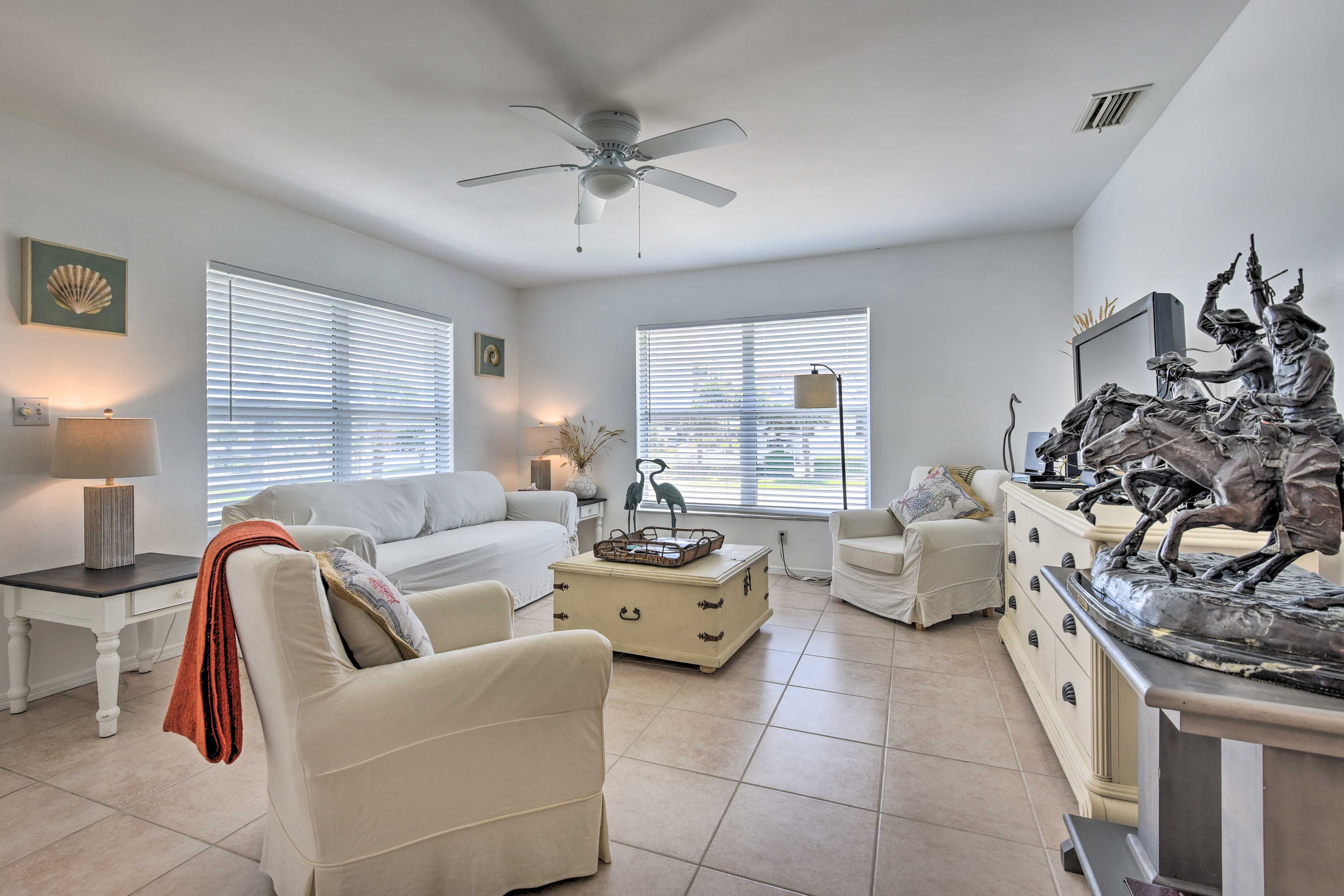 Relax in the soothing living room.
