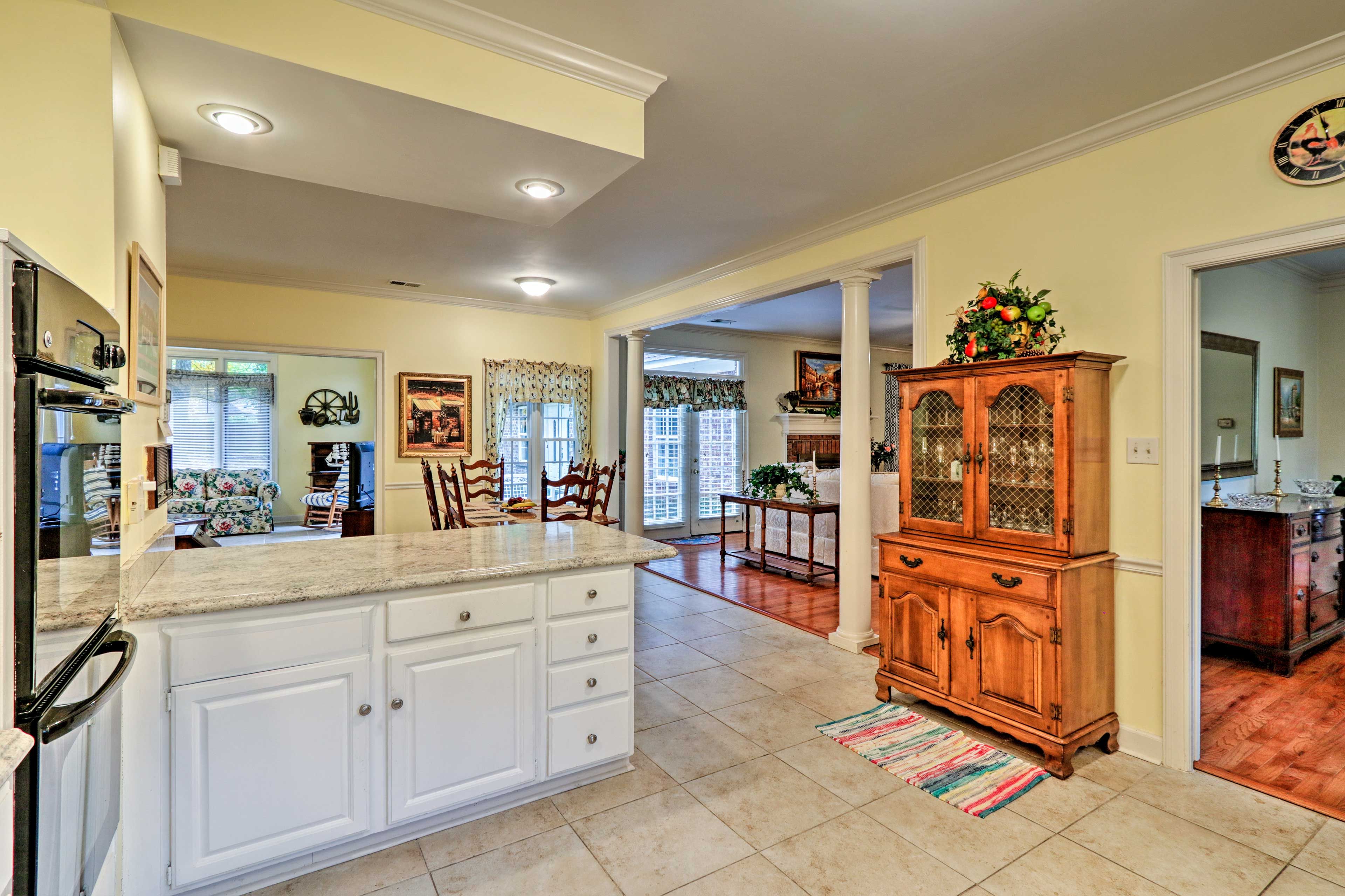 The kitchen is fully equipped with cooking basics.