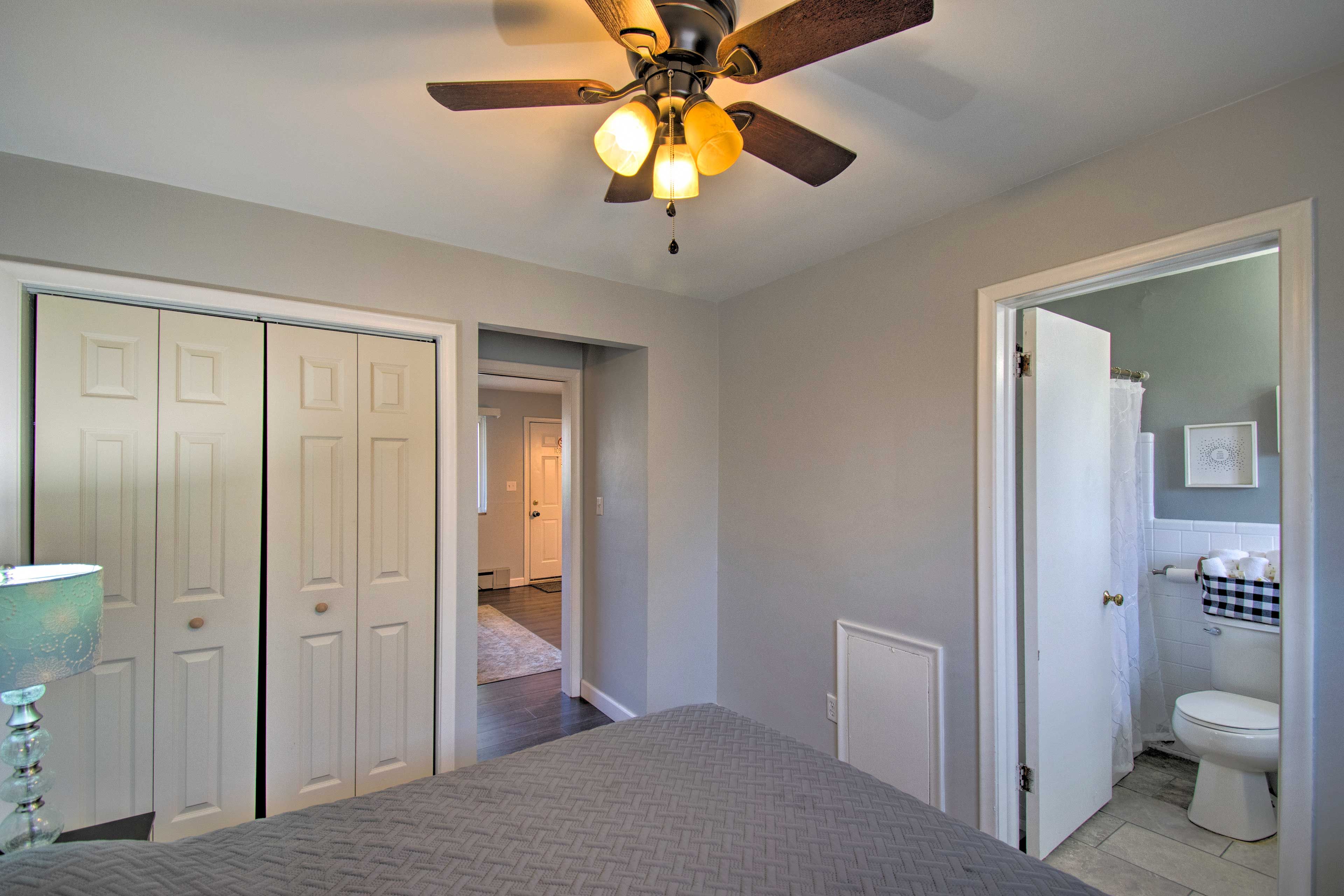 A ceiling fan will keep the air circulating while you sleep.