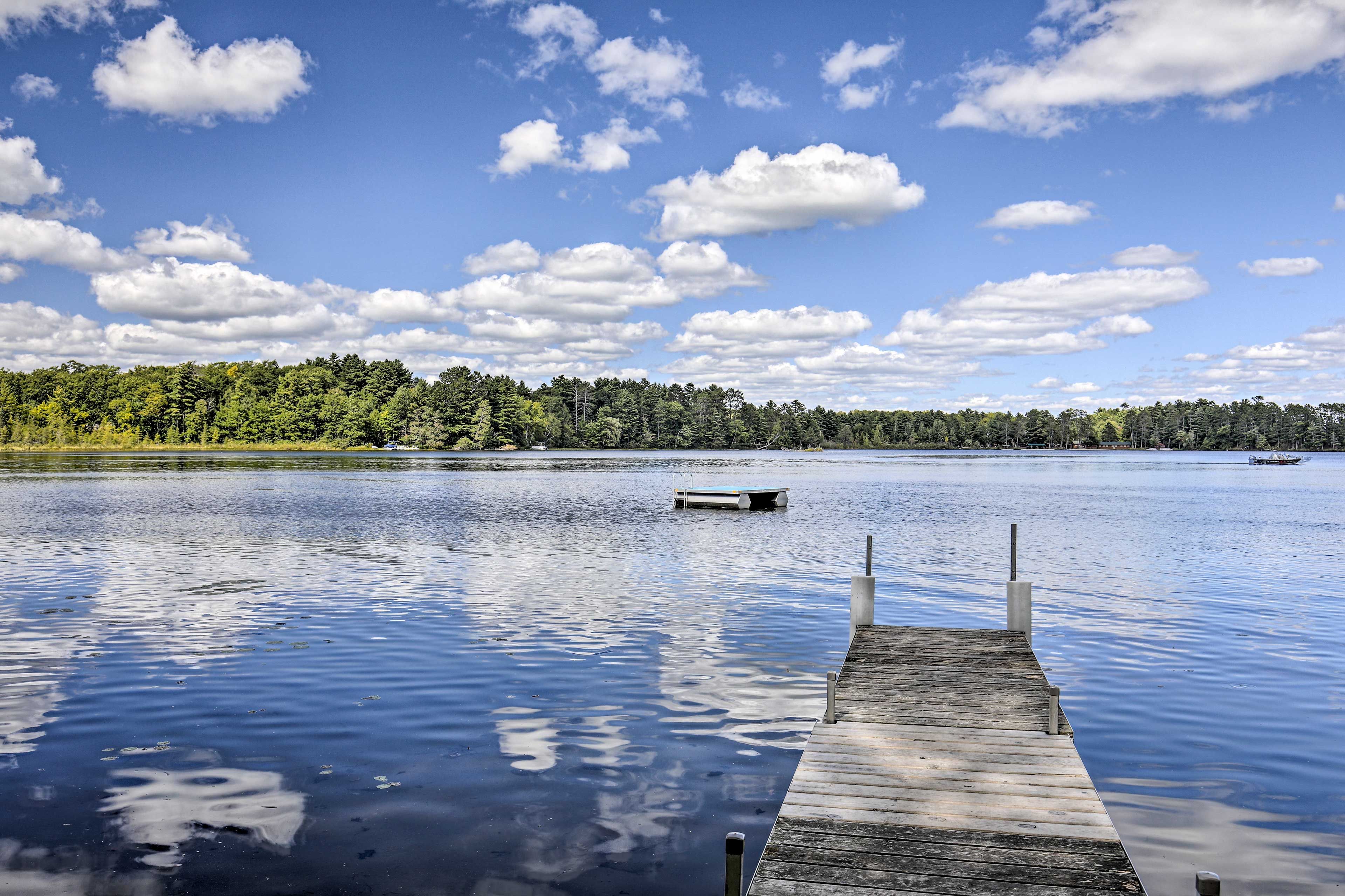 Cast a line off the dock into Spider Lake.