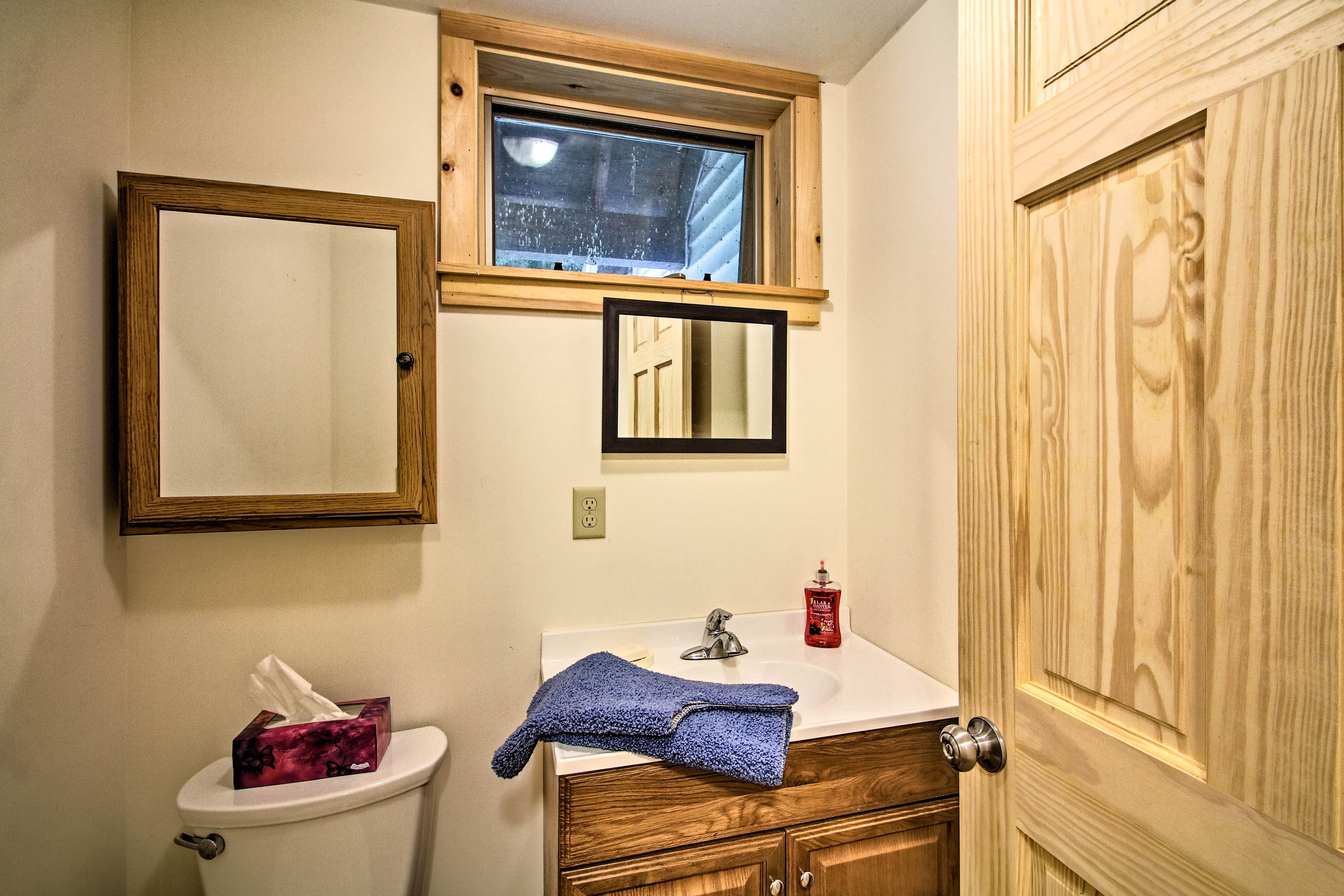 The full bathroom is located on the main floor.